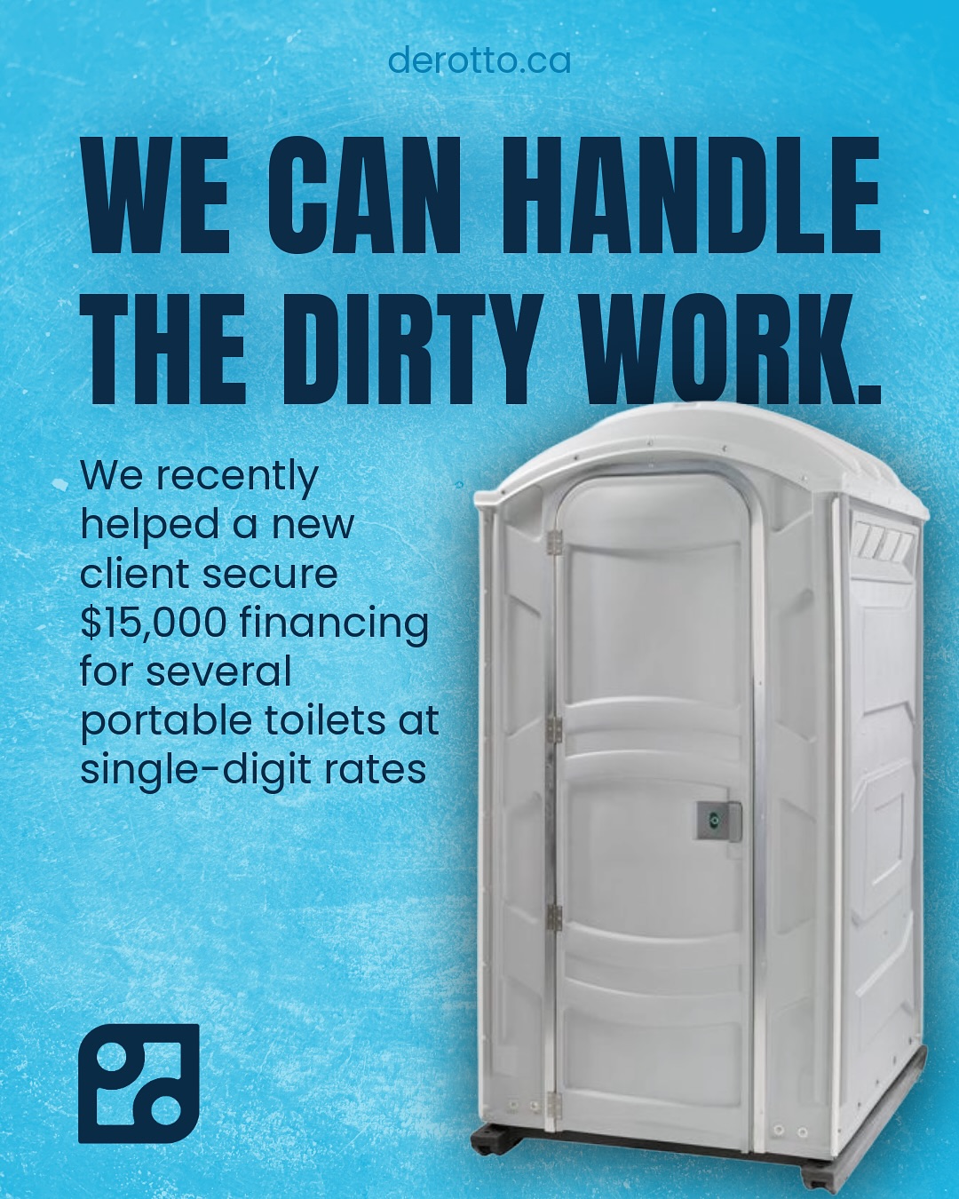 DEROTTO recently helped a new client secure $15,000 financing for several portable toilets — yes, really.
Financing non-traditional equipment can be tough if you don’t know who to talk to. Luckily, we work with lenders who see value in all kinds of equipment (even the ones that get a little messy).
If it helps your business grow, we’ll find a way to make it happen.
#derotto #derottofinancing #equipmentfinancing #smallbusinesscanada #businessfunding #leasingmadeeasy #nontraditionalequipment #funnybusiness #constructionfinancing #sanitationbusiness #portabletoilets #businessloanscanada #growyourbusiness #cashflowmatters #derottodeals #businessowners #worksmart #financingthatdoesntstink #toiletjokeswelcome #equipmentleasing #smallbusinessgrowth #financecanada #supportlocalbusiness #financeexperts #businesssuccess #derottoteam