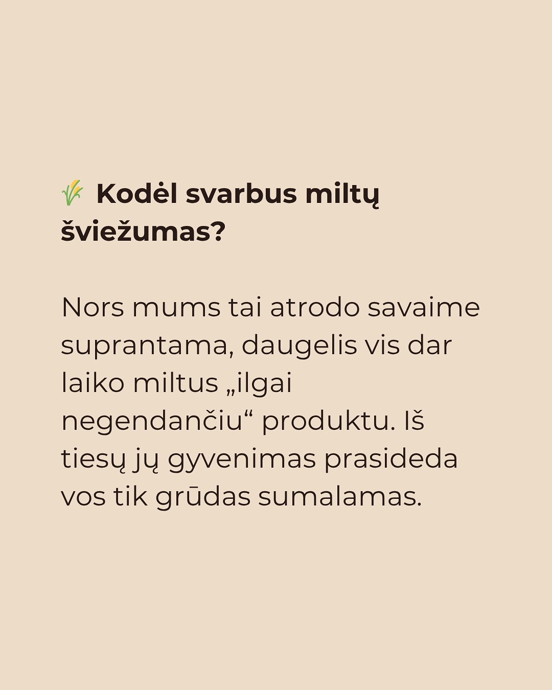 Taip kaip @bundu.bakery vertiname šviežiai skrudintą kavą, taip malūne ir kepykloje vertiname šviežiai maltus miltus 🌾
Pas mus juos visada rasite vos kelių dienų sumalimo – tiesiai iš malūno.
Kodėl tai svarbu, pasakojame karuselėje 👆🏻
O ar jūs esate pajautę skirtumą tarp šviežių ir senesnių miltų?