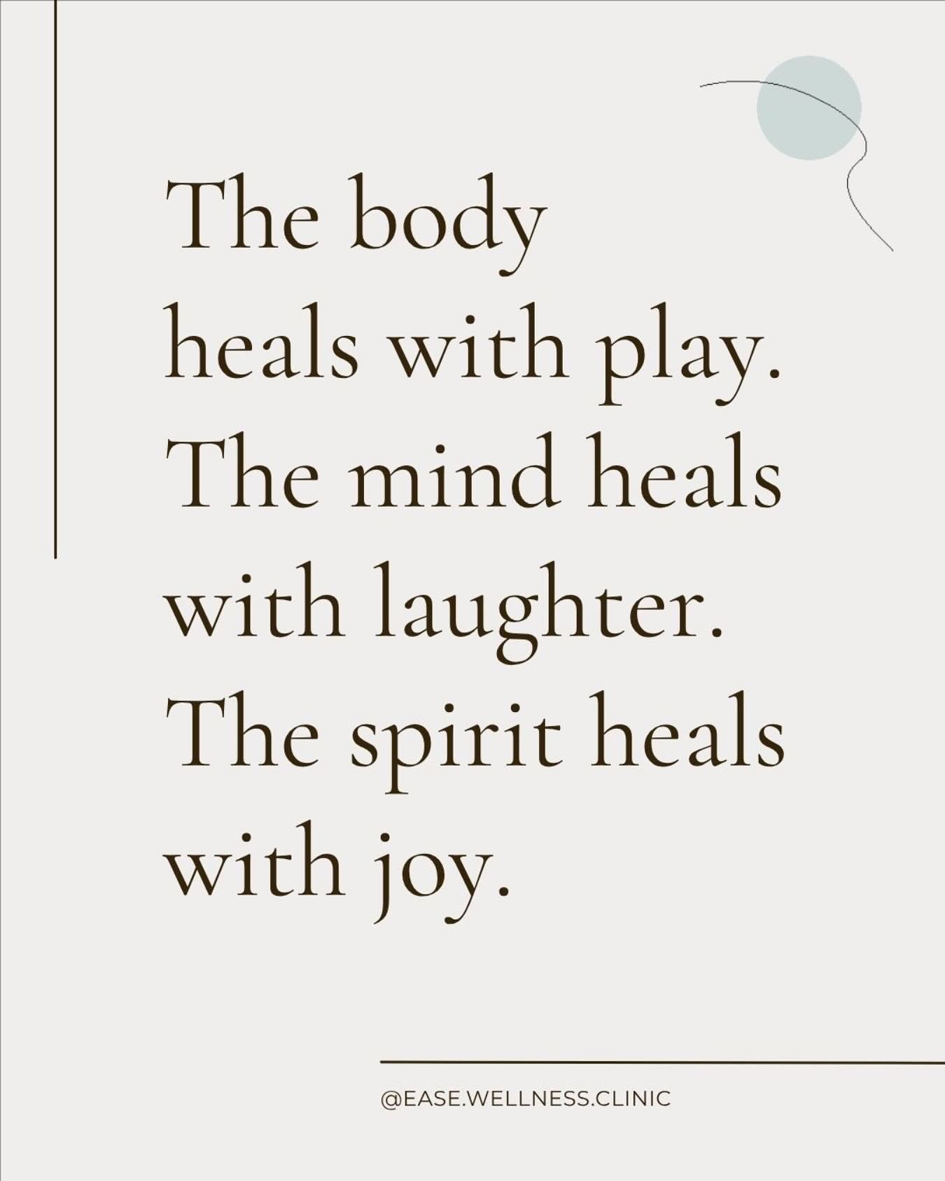 ✨ The body heals with play. The mind heals with laughter. The spirit heals with joy. ✨
Wellness isn’t only about rest and routine — it’s also about lightness, laughter, and moments that lift your soul. 💛
Give yourself permission to play, to smile, and to do more of what brings you genuine joy.
Because joy is medicine. 🌿
#EaseWellness #WellnessWithEase #HolisticHealing #MindBodySpirit #JoyIsMedicine #HurlstoneParkCommunity #hurlstoneparkwellness