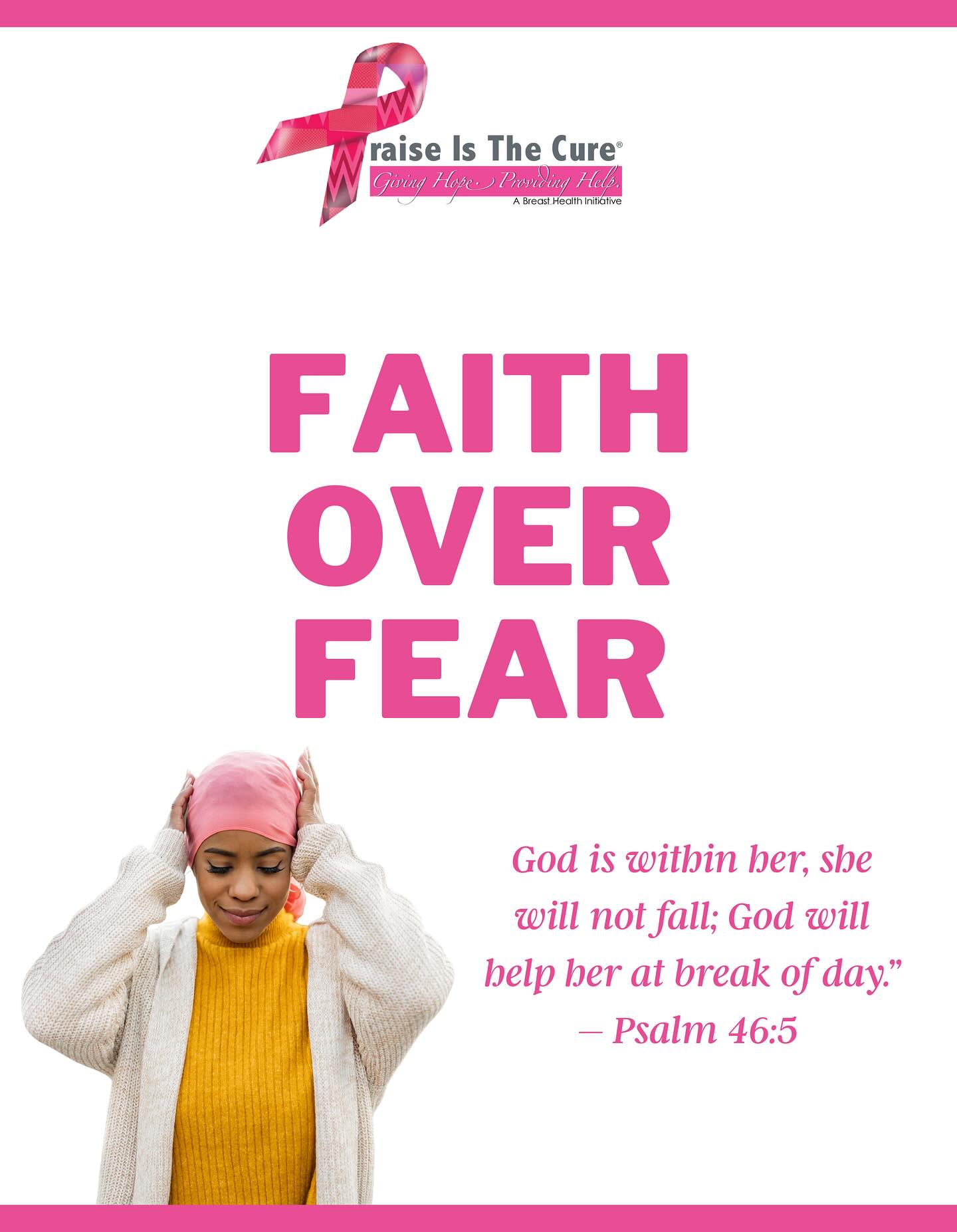 God is within her, she will not fall; God will help her at break of day.” – Psalm 46:5
At Praise Is The Cure, we believe healing is not just physical, it’s spiritual. For every patient, survivor, caregiver, and family walking this journey, remember: you are not alone. God’s strength is greater than any challenge, and His love carries us through.
Today, let this scripture remind you that even in the hardest moments, you are held, supported, and lifted by faith. Drop a "🙏🏾" in the comments if you’re standing on faith this season