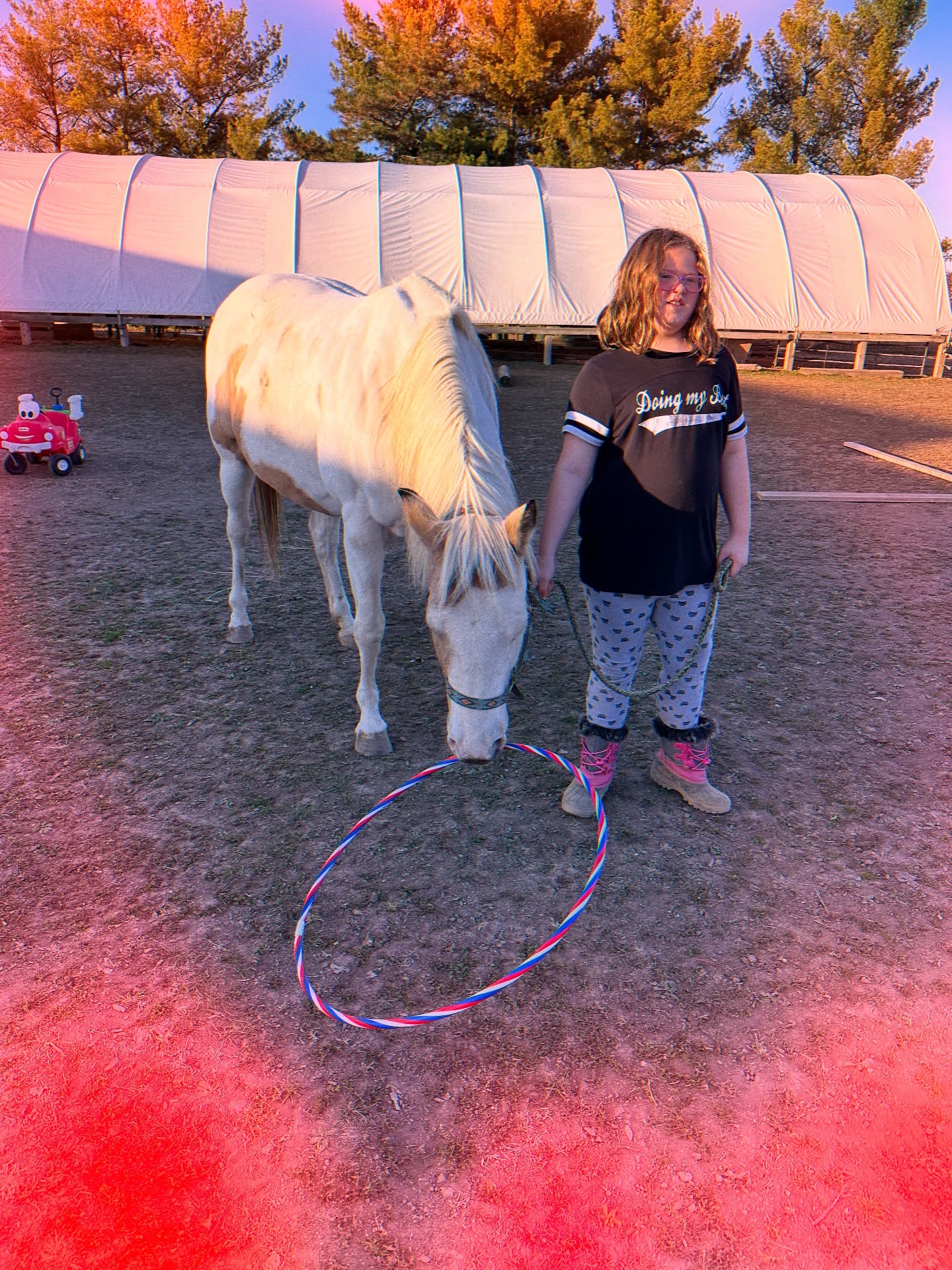 There’s one in every crowd! 😂🤩
During our horse challenge, the students were instructed not to focus on the hula hoop on the ground, but to look past it — to where they wanted to go.
Well… Nellie had her own idea and decided to pick it up! 😂💪🐴
It’s such a perfect reminder that everyone faces challenges differently — and that’s okay. Some of us walk through them, others pick them up and carry them along!
When life places a challenge in your path, try not to stare it down.
👉 Breathe.
👉 Stay calm.
👉 Keep your eyes on where you want to go.
Have faith to look beyond the obstacle — that’s where the growth happens. 🌿💫
#HosannaHorseHaven #HorsesHealingHumans #EquineAssistedLearning #LifeLessonsFromHorses #ConnectedHorsemanship