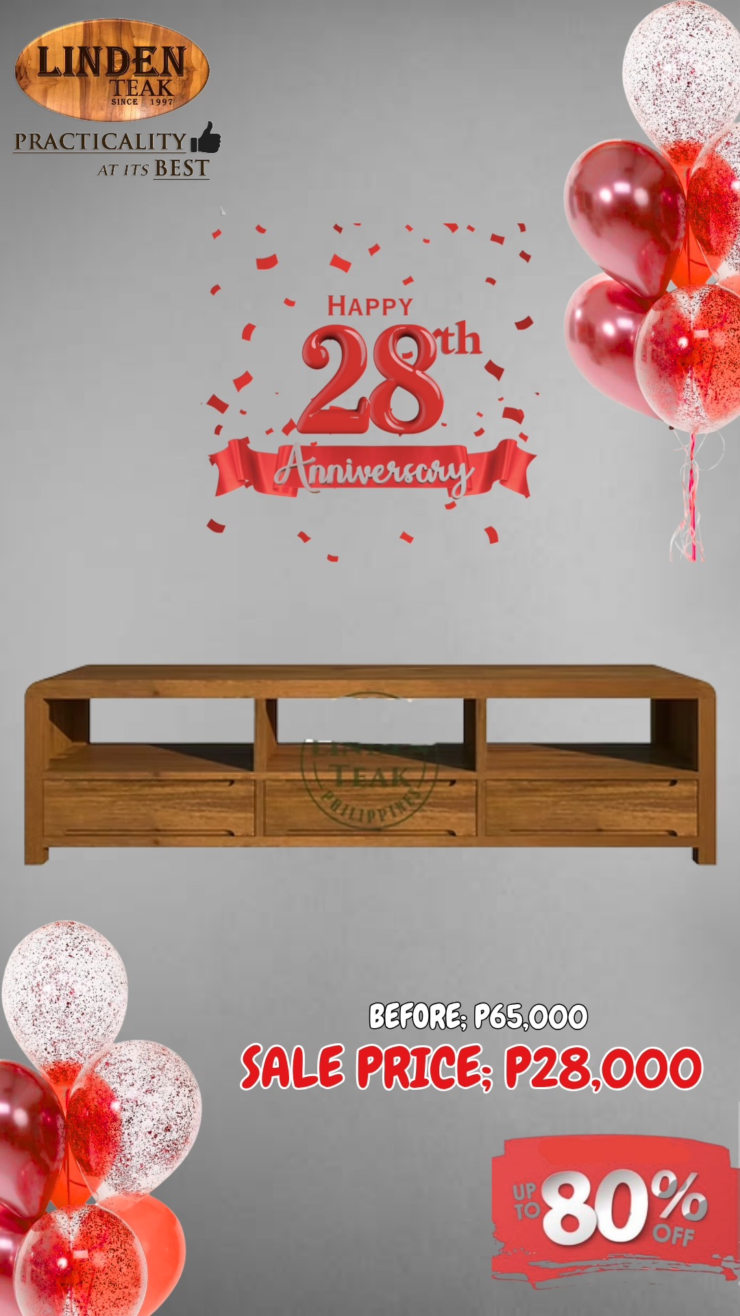 🎉 Celebrating Our 28th Anniversary!
This month only, enjoy up to 80%OFF on select items—our biggest savings of the year! Plus, get 0% interest for up to 12 months on selected purchases.
🪑 We also offer free design consultations and 3D drawings for customized furniture, along with free delivery in select areas.
📍 Visit our stores to explore over 500 actual ITEMS on display, or browse online at www.lindenteakfurniture.com.
