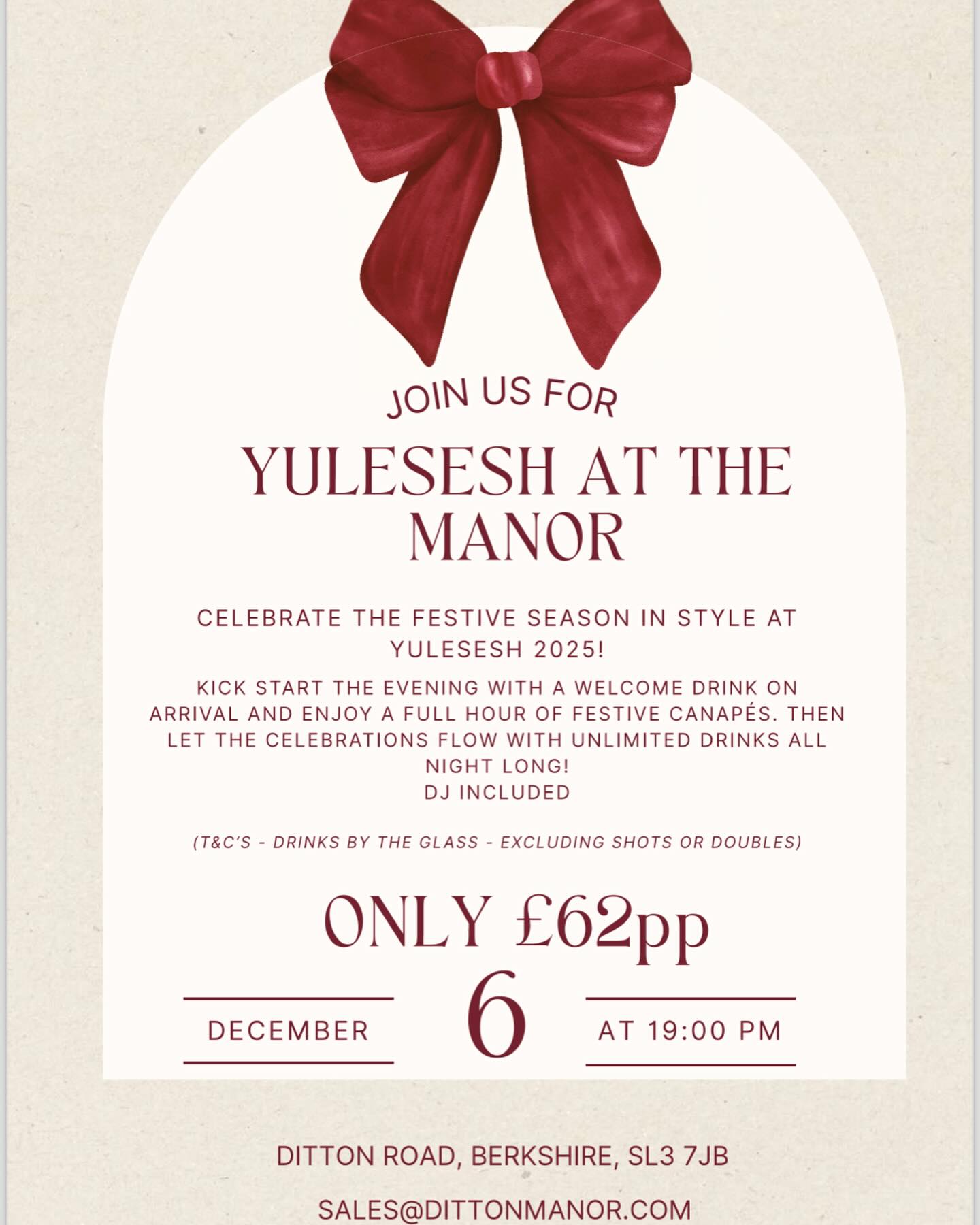 Ditton Manor has an exciting Chrsitmas Party to announce! Come and visit our luxury venue, relish in it’s rich history… and free drinks! Contact Ditton Manor via email or phone to get hold of your tickets before they are all snatched up! #Dittonmanor #christmasparty