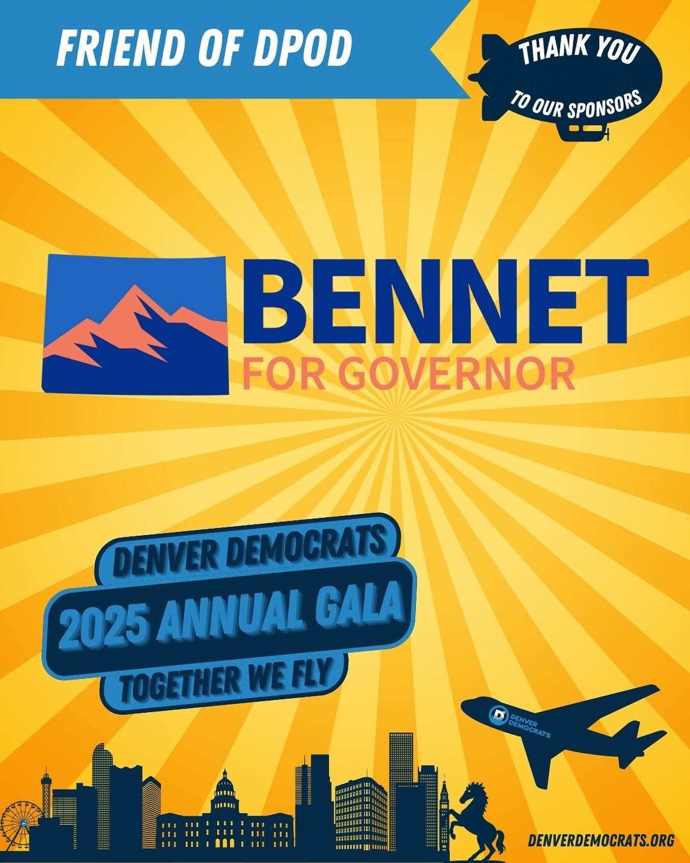 Thank you to our next Friend of DPOD Sponsor, Senator Michael Bennet, Democrat for Governor! Your donation and support will keep us organizing and educating voters in Denver!
Learn more about him at:
https://www.michaelbennet.com/
@michaelbennet