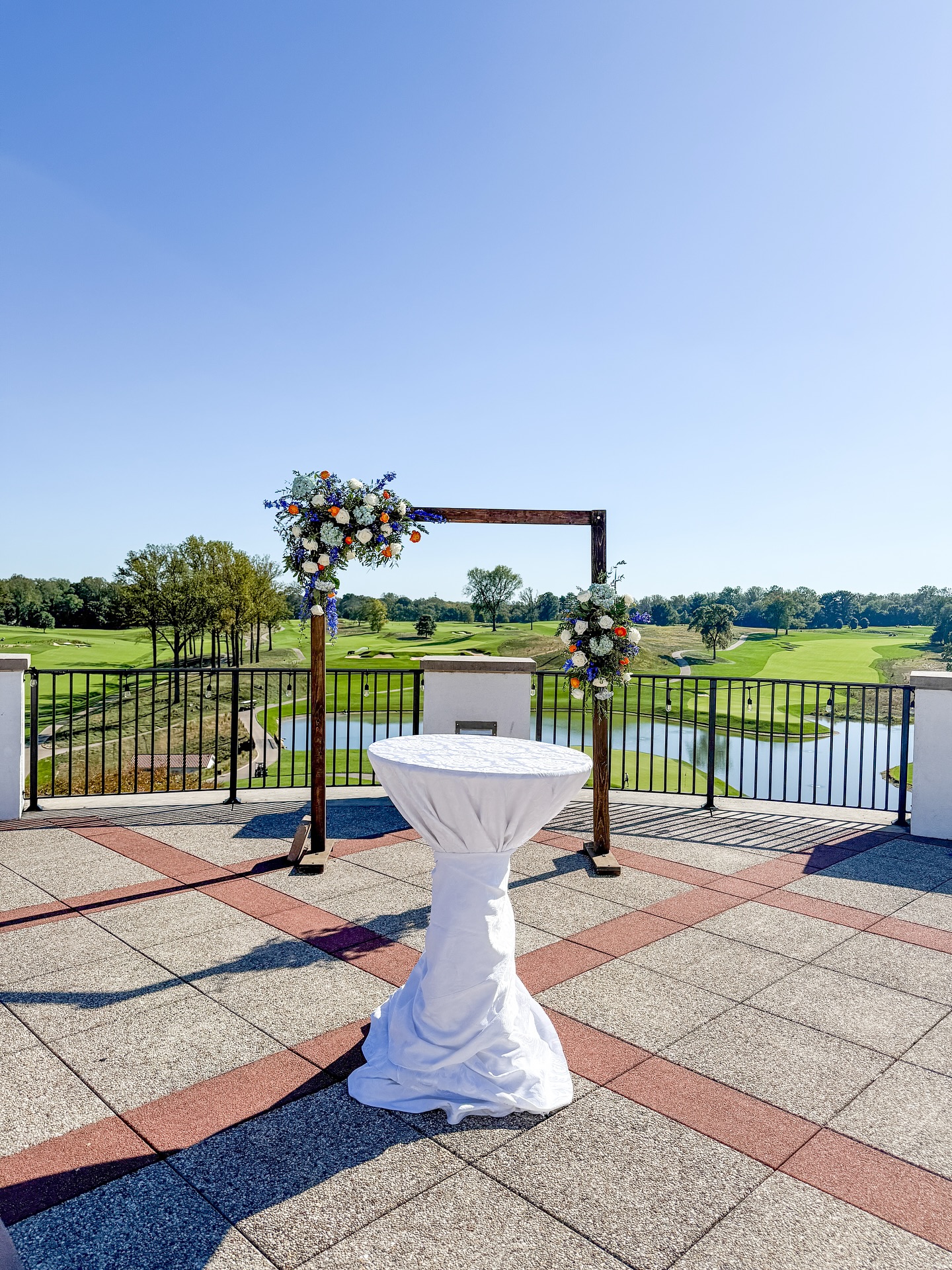 You can’t get much better then a luxury golf course backdrop! Our beautiful couple celebrated their special day overlooking the stunning course. The rooftop patio was transformed to a romantic and vibrant ceremony area. Our wicker baskets held organic blue, orange and white blooms which led perfectly to the ceremony arch and its’ fun, flowing florals.
The reception was brought to life by a lively band, romantic candle light, perfect table settings and floral blooms! With two different centerpiece options there was plenty of movement and color throughout. Half of the tables were filled with clusters of our rented floating candles, loose laid greenery and flower blooms. The other tables had colorful centerpiece arrangements surrounded by more rented floating candles! Overall a romantic evening to celebrate the love of our wonderful couple! ✨💐🤍
•
•
Venue:
@congressionalcountryclub
•
•
#frederickflowerfarm #frederickmd #frederickflorist #weddingflorist #weddingflorals #weddingflowers #dmvweddings #dmvflorist #dmvweddingflorist #luxuryweddings #luxuryflorals #luxuryweddingflorist #2025brides #2025wedding #2026bride #2026wedding #congressionalcountryclub #golfcoursewedding