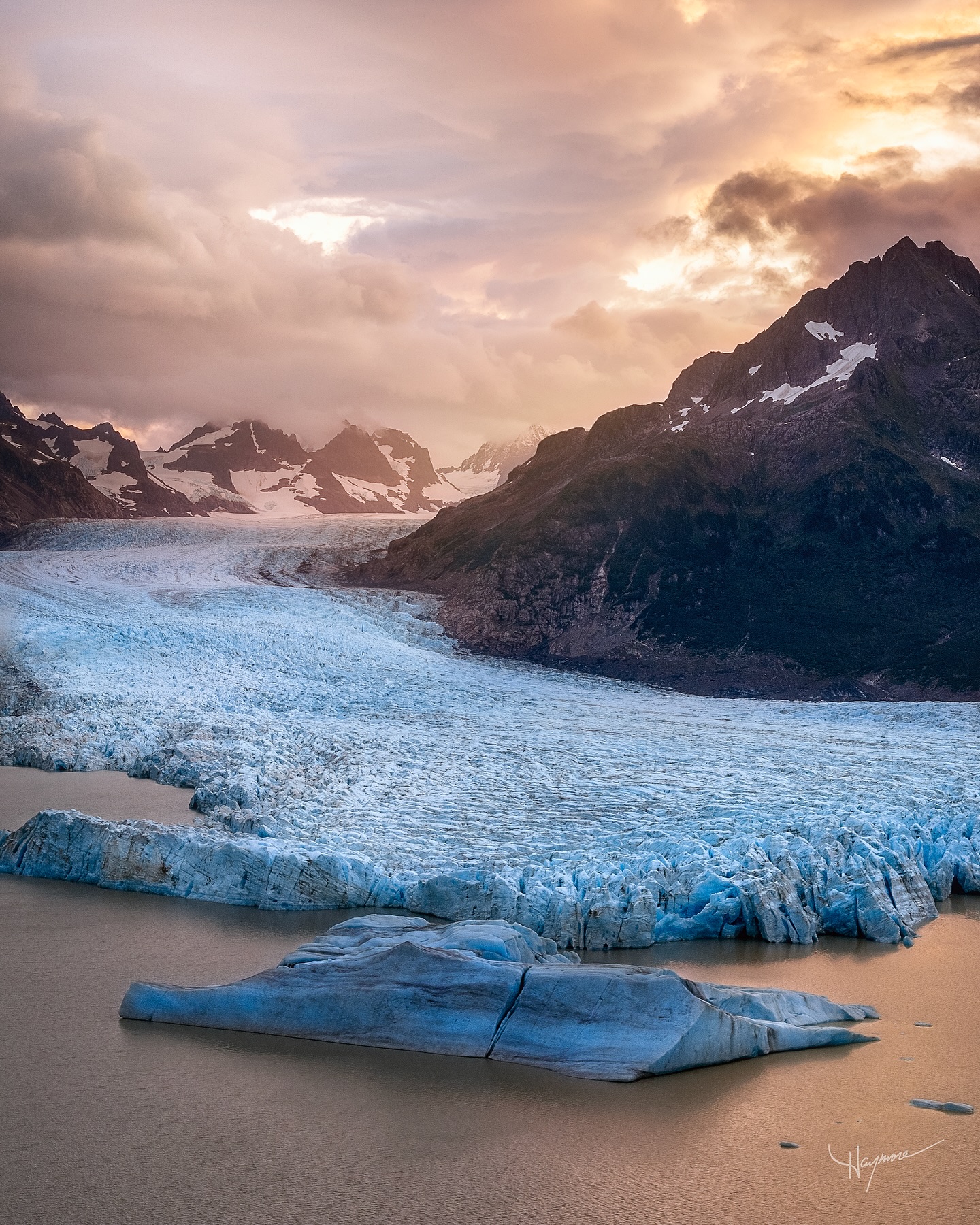 One unforgettable morning flying over this large glacial carved lagoon during our Aerial Alaskan Adventure workshop.
Taking multiple exposures to increase the dynamic range with the variation of light that was taking place