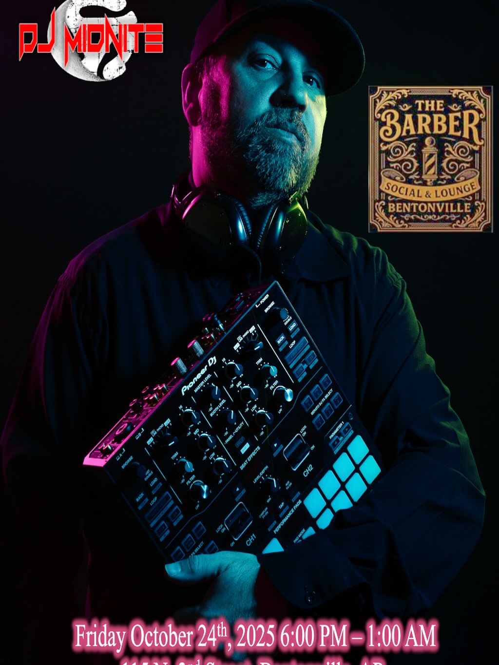 FRIDAY NIGHT VIBES
Catch DJ MIDNITE live at @thebarberbentonville in downtown Bentonville!
115 N. 2nd St, Bentonville, AR
Friday, Oct 24th
6PM – 1AM
Smooth grooves, high energy, and that signature #midnitesound it’s the spot to be seen!
Come early, stay late, and feel the rhythm all night long.
#djmidnite #thebarberbentonville #bentonvillenights #weekendvibes #arkansasevents #nightlife #goodvibesonly #downtownbentonville #housemusic #openformatdj #bentonvillearkansas