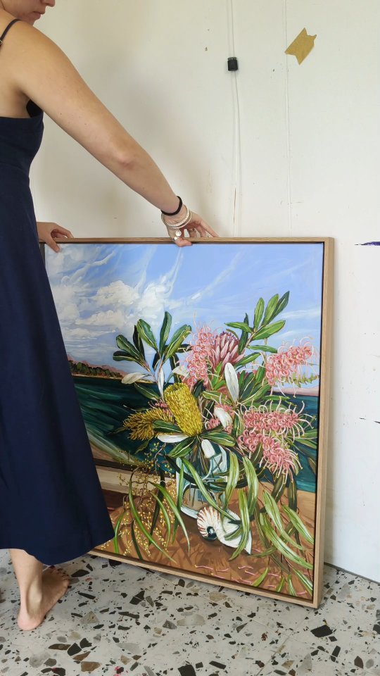 Paint with me!
A largeish interior painting, from start to finish. I began this one in July, and I've just realised I have all of this unposted footage.
From unstretched canvas stuck to my wall, to beautifully framed by @brisbaneframing
#painting #australianartist #australianflowers #australianartist #australianlandscape #artprocess #wip #behindthescenes #artstudio