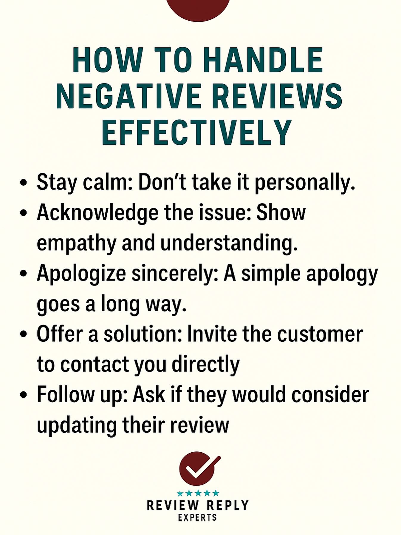 “Practical Steps for Stronger Reputation”
✅ Claim business profiles
✅ Respond daily
✅ Encourage reviews
✅ Create positive content
✅ Train your team
Want to boost your reputation starting today?
Here’s your quick guide:
1️⃣ Claim and verify your business listings
2️⃣ Monitor reviews daily
3️⃣ Respond quickly and professionally
4️⃣ Encourage happy customers to share
5️⃣ Post positive stories consistently
Strong reputation = stronger business.
#ReputationStrategy #CustomerTrust #reviewreplyexperts
