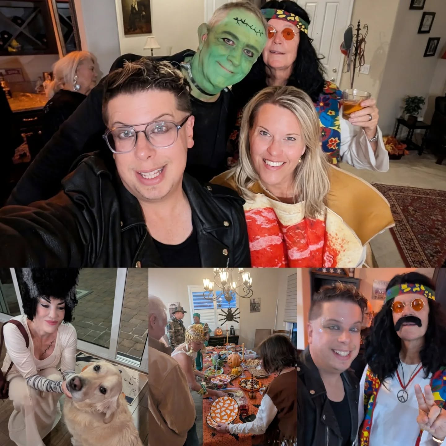 Frankenstein, a hippy, a jelly sandwich, and George Michael walk into a bar... That's no joke! It's kind of a Missing Link party. Wayne Rowe, our favorite Cruise Planner, throws the best Halloween monster mash! #halloween #ghoulgettogether #missinglinknetwork #halloweenparty #zakunscripted