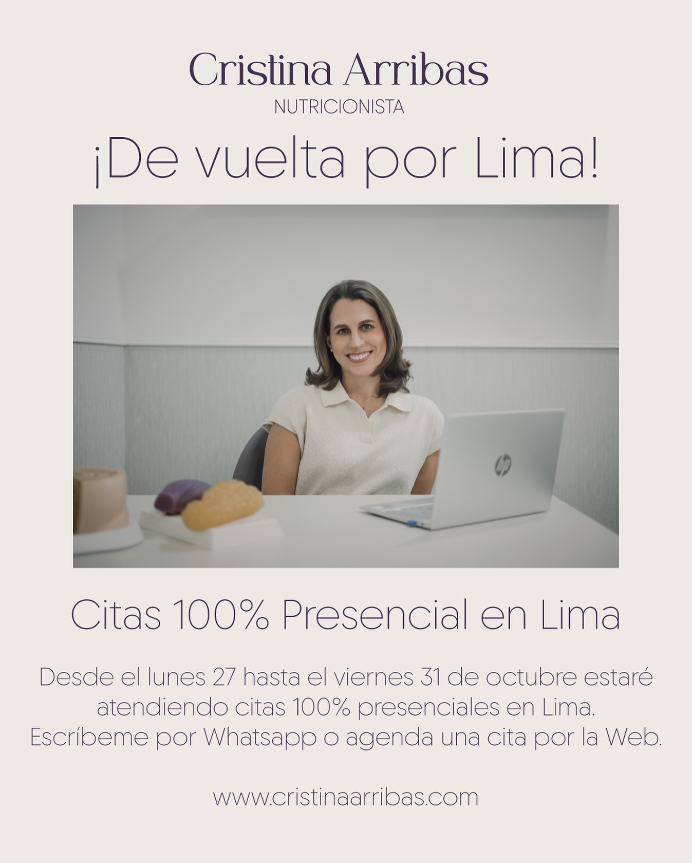 Para agendar una cita puedes hacerlo desde la web www.cristinaarribas.com o por el botón de WhatsApp en mi perfil ✨