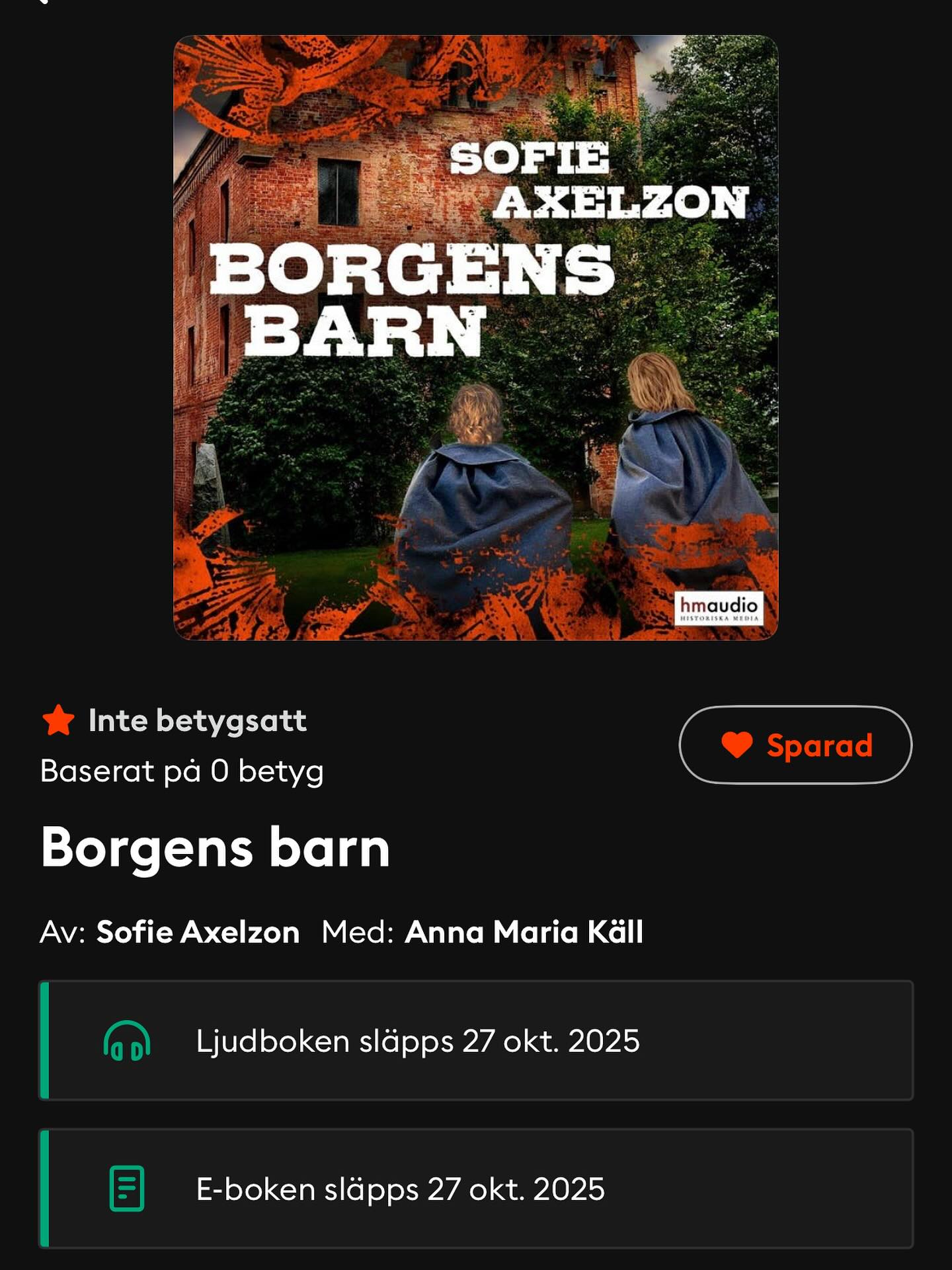 Nu är det nära! På måndag finns min historiska roman ”Borgens barn” även i digital form! Har du inte lagt den i din virtuella bokhylla än, bara gört!
Jag har precis börjat korrlyssna på ljudfilen och är väldigt nöjd med att just Anna Maria Käll är inläsare!
@historiskamedia #annamariakäll #historiskroman #bokseriensläkten #borgensbarn #1500tal #1600tal #strängnäs #wiksslott #gripsholmsslott #räfsnäs #strängnäshistoria #ljudbok #ebok #streaming #ljudbokstjänst