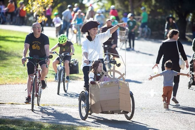 🧟♀️ FREE Zombie Bike Parade Festival — Tomorrow! Sunday, 11am–3:30pm | Community Park, Davis
The weather looks great ☀️ so grab your costume, hop on your bike, and join us for 30+ Halloween entertainment stations, a BMX stunt show, FREE Halloween train rides, and the legendary 5-mile Zombie Bike Parade! 🚴♀️🧟
👻 The festival finale features the Primally Playful Foundation’s Kids vs Parents ZOMBIE SHOWDOWN — an epic foam-ball battle with a live rally band! 🎶⚔️ Let’s take a picture and try to make the front page of the newspaper!
🧛♂️ Plus:
• Zombies on stilts
• Full Halloween rally band
• Zombie swords & lasers
• The bike pump track
• Tons of candy stations 🍬
• Halloween hounds 🐾
• Live bats 🦇
• And so much more! The list goes on and on. Full details: www.ZombieBikeParade.com
🍕 Then keep the fun rolling downtown at Woodstock’s Pizza for the Zombie Mash Afterparty (4–6pm) — family fun, prizes, and spooky vibes! 💀
It’s the full Davis Halloween Zombie Takeover, and we want you to be a part of it!🎃