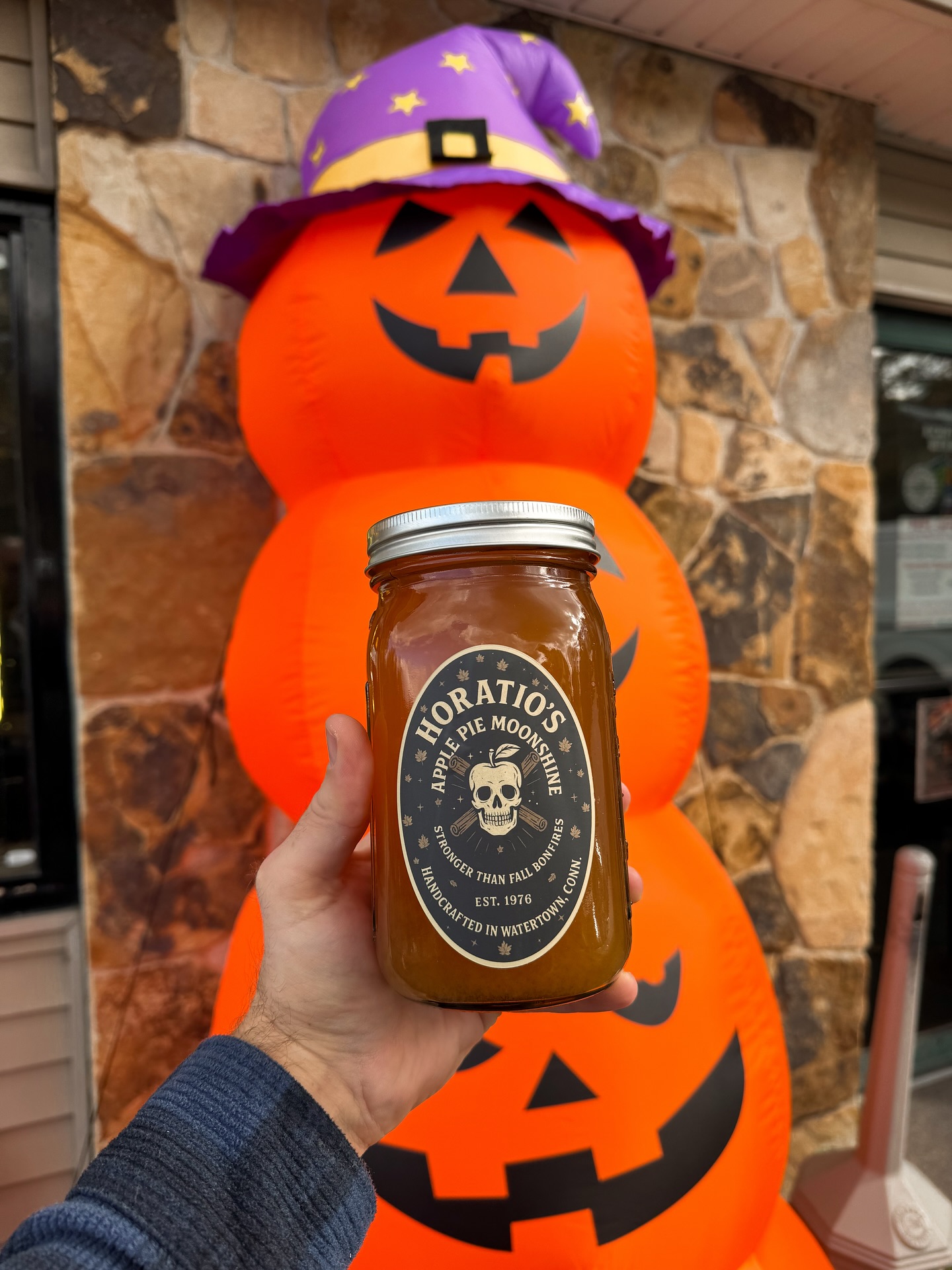 Horatio’s Apple Pie Moonshine is back! 🍎🥧🍂… $50 a jar or $45 each when you grab 2 or more. Limited weekly batches — available now through November!