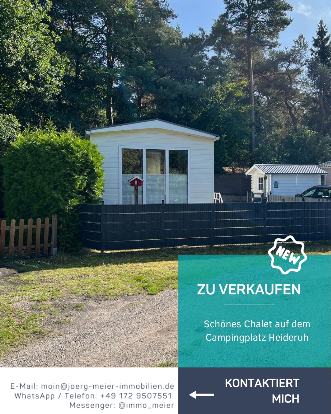 🏡 Kleines Paradies im Grünen - Chalet auf dem Campingplatz Heideruh
Einfach mal rauskommen? 🌳
Dieses gemütliche Chalet auf dem Campingplatz Heideruh ist genau das Richtige, wenn du Ruhe suchst oder einen Ort, an dem du einfach mal durchatmen kannst.
✨ Eckdaten:
• Wohnfläche ca. 40 m²
• Grundstück ca. 200 m²
• 49.900 € VB
• Mit Terrasse & Garten
• Gepflegt, ruhig gelegen
Ideal als Wochenendhaus oder Rückzugsort, hier zählt Gemütlichkeit statt Großstadtlärm. 🪵☀️
📞 Interesse?
Ruf gern an unter 0172 9507551
oder schreib mir an info@joerg-meier-immobilien.de
📍 Am Markt 14, 49843 Uelsen