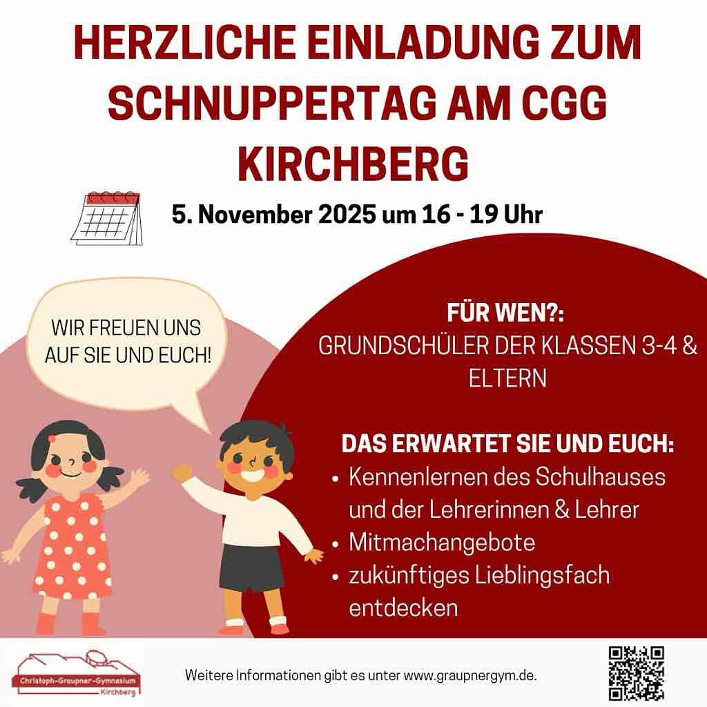 Wir schnuppern wieder! ☺️
.
.
Herzliche Einladung an alles Grundschulkinder und alle Eltern!
.
.
.
#schnuppertag #graupnergym