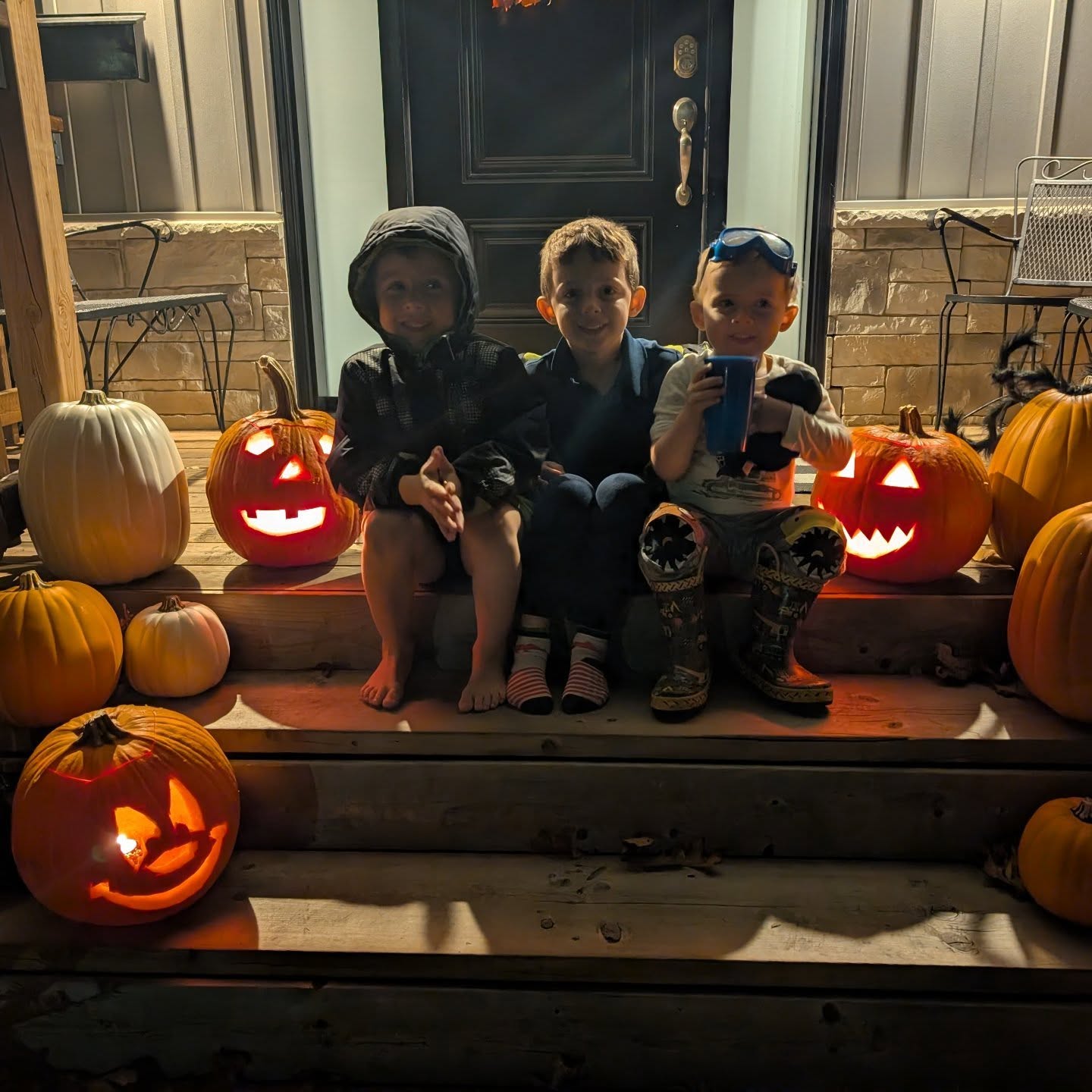 Pumpkin Carving with these three hooligans!