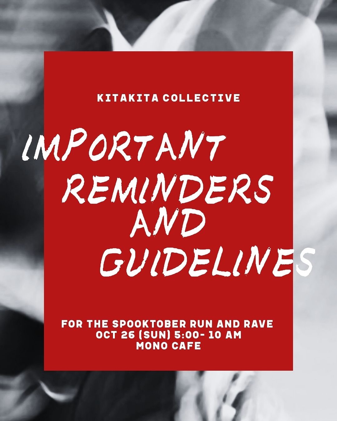 Hey ghouls and ghosts ๐ป
Here are some quick guidelines and tips to keep the Spooktober Run + Rave a fun and safe experience! (Scroll through our carousel to find out more)
Ready to paint the town spooky? ๐
We still have some tickets left! Link in bio๐