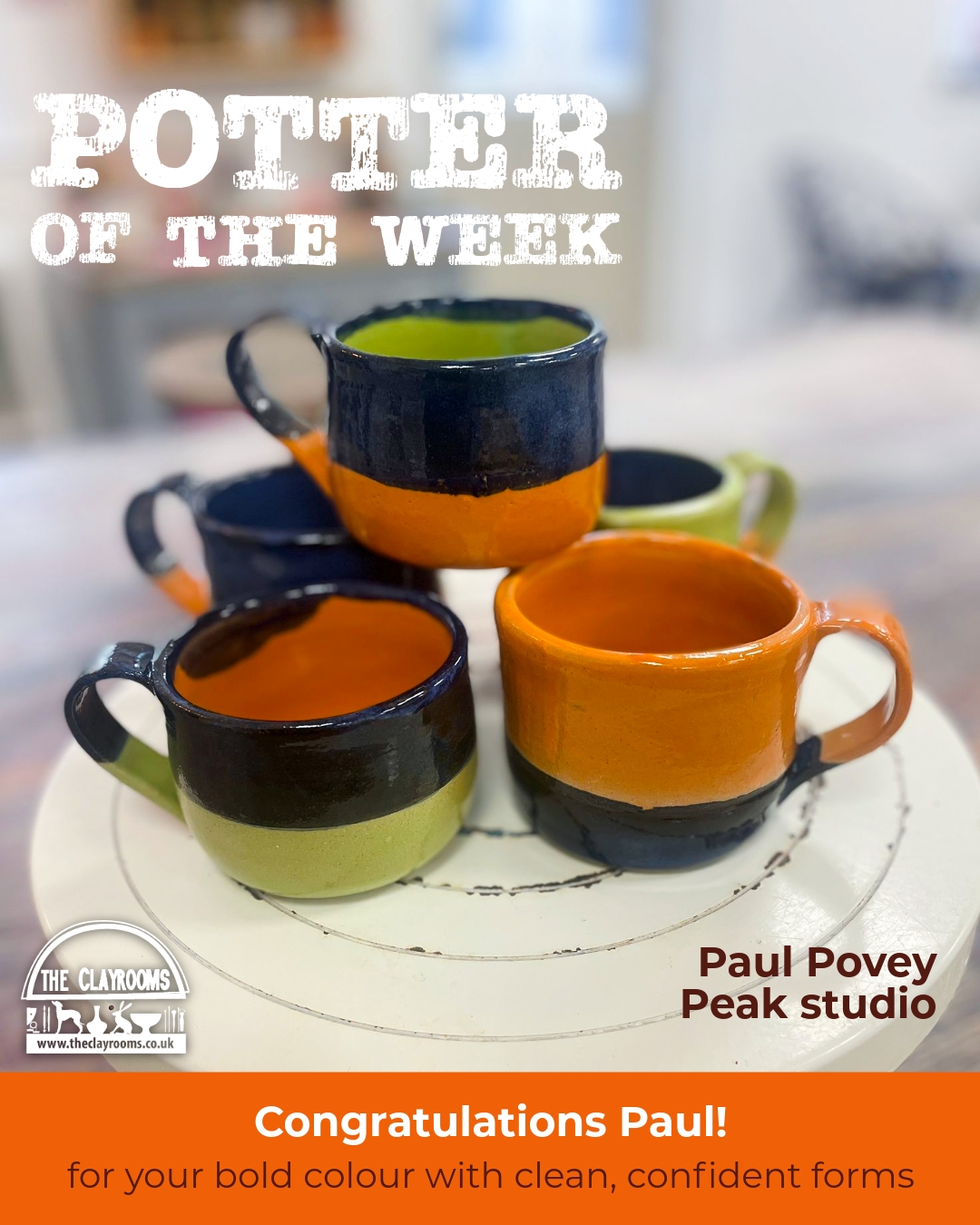These gorgeous mugs by Paul Povey from our 5-week Beginners Throwing Course are proof that patience pays off and that a good stir of glaze can make all the difference! ☕💚
Paul spent hours mixing the lime green and orange glazes to perfection, and the result is a joyful, autumn-ready set that balances bold colour with clean, confident forms. ✨
That’s what we love about our courses… everyone finds their own rhythm, style and satisfaction in the process. From the first wobbly bowl to the final mug, it’s all part of the making journey.
👏 A big well-done, Paul!
📍 Learn more about our wheel throwing courses at on our website - link in bio.
#PotterOfTheWeek #BeginnersPottery #LearnToThrow #WheelThrowing #PotteryCoursesUK #PotteryForBeginners #TheClayrooms #CeramicArt #HandsOnCreativity #PotteryLife #ClayroomsCommunity #CreativeWellbeing #PotteryWorkshops