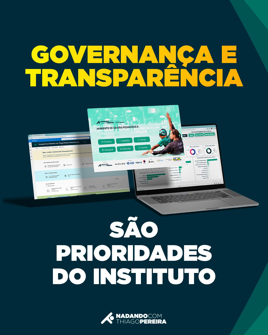Por trás de cada braçada, existe muito mais. 🌊💙
No Instituto Thiago Pereira, a governança e a transparência são prioridades que garantem a qualidade do trabalho e a confiança de todos os nossos parceiros e stakeholders.
Em 2025, implementamos em todos os nossos projetos:
🔹 Sistema de gestão pedagógica com dados em tempo real
🔹 SharePoint (intranet) com controles, dashboards e informações integradas
🔹 Central de Transparência para patrocinadores, com indicadores sempre atualizados
Aproveitamos cada oportunidade para estruturar e aprimorar processos internos, automações e checklists.
Tudo isso potencializa os resultados e o impacto social dos núcleos do Nadando com Thiago Pereira e de projetos como Clínicas de Natação com Thiago Pereira, otimizando cada centavo investido pelos patrocinadores através da Lei de Incentivo ao Esporte. ✨
Transformar vidas também passa por gerir com responsabilidade. 💙