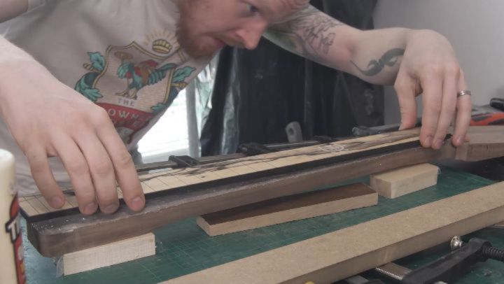 A brand new Workshop Vibes video is on the channel. Mostly focusing on getting @latehonkola 's custom Daedalus finished up and delivered.
Swipe to see the progress and reaction➡️➡️➡️
#ipguitars #luthier #workshopvibes #woodworking