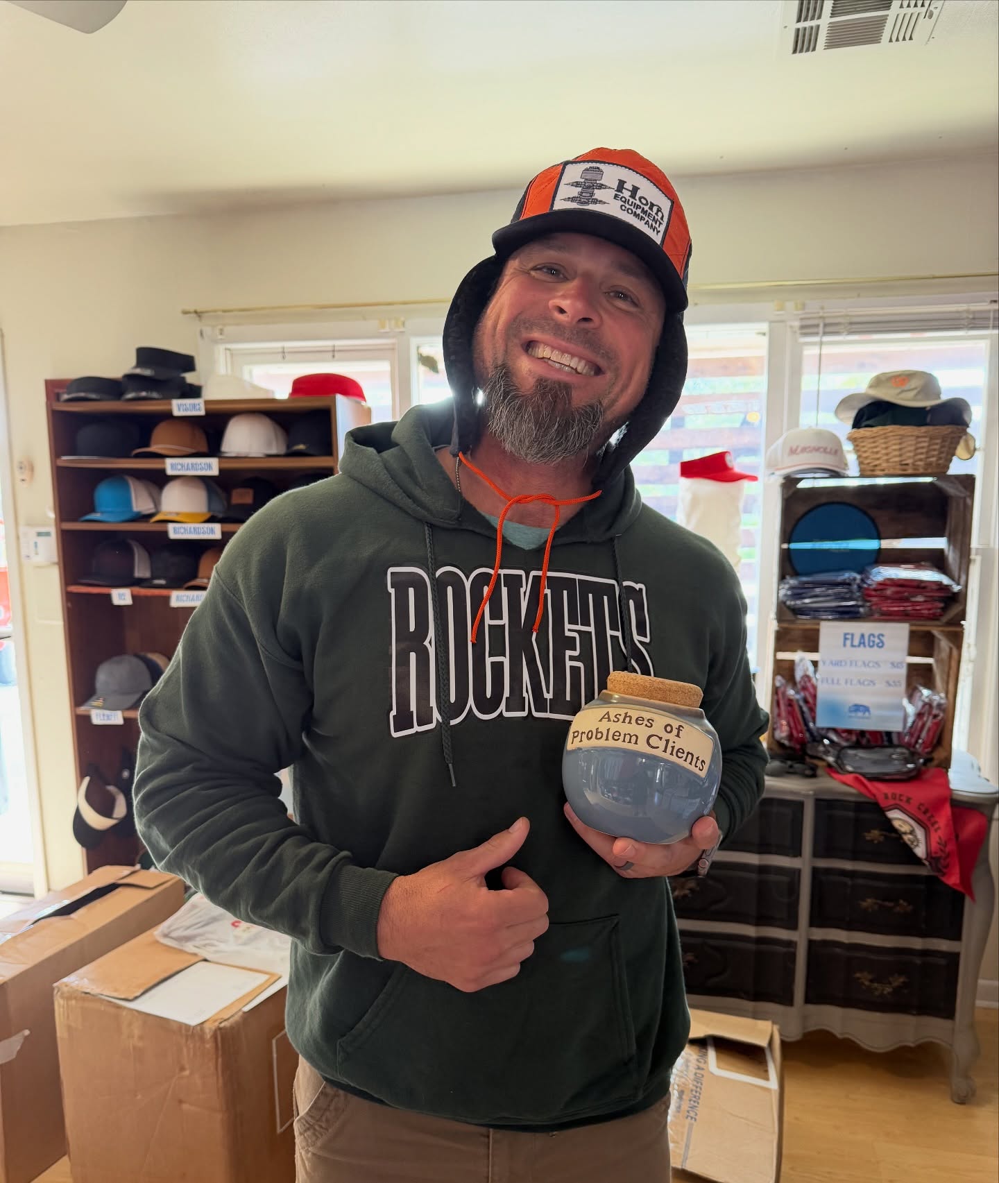 It’s getting chilly. Get your cold weather gear here at Great Plains Graphics and you will be smiling like our Pal Todd. #coldweather #gear #shoplocal