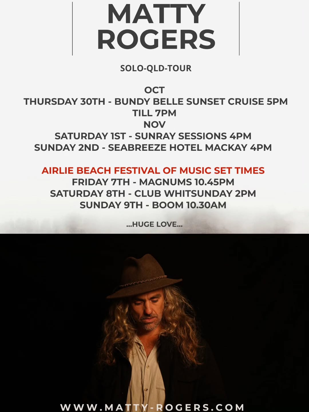 I can't wait to hit the road again!
See you soon QLD
TICKETS: 🎟 Links in bio.
For Bouldercombe Sunray Session please call 0419020881
Huge love :)
@airliebeachfestivalofmusic
@bundybelle
@seabreezehotelmackay
#tour #@airliebeachfestivalofmusic #bluesmusic #bluesandroots