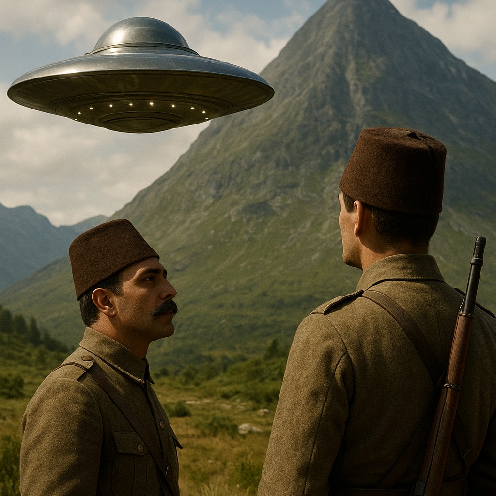 In 1907 Mihal Grameno, an Albanian journalist, writer, and nationalist, is said to have recorded that, while he and fighters of Cerciz Topulli were stationed on a high mountain one night, they saw a “shiny object” fly before them, remain suspended in the air for several minutes, and then disappeared.
There seems to be no original primary source like a newspaper, diary, or manuscript cited by scholars verifying that Mihal Grameno himself reported it contemporaneously. The cited sources tend to be later UFO compilations, not historical research.
#mihalgrameno #ottoman #ottomanempire #albania #ufo #uap #ufosighting #uapsighting #ufology #aliens #aliensarereal #arealiensreal #exosolariaunion