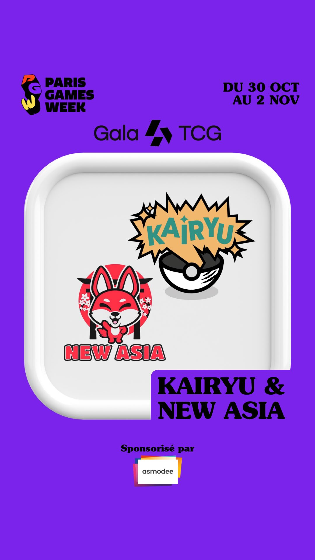 L’équipe de @kiibiki sera au Gala TCG lors de la @parisgamesweek !
Leur stand rassemblera @kairyu_boxbreak et @newasiatcg, deux boutiques emblématiques de l’univers du TCG.
Sur leur stand vous trouverez du Pokémon, en loose et en scellé, des goodies mais aussi du Lorcana !
Rendez-vous du 30 octobre au 2 novembre, Porte de Versailles à Paris !
🎟 Billetterie en ligne sur www.parisgamesweek.com
#GalaTCG #PGW #NewAsia #Kairyu #PokemonTCG #TCGCollectors