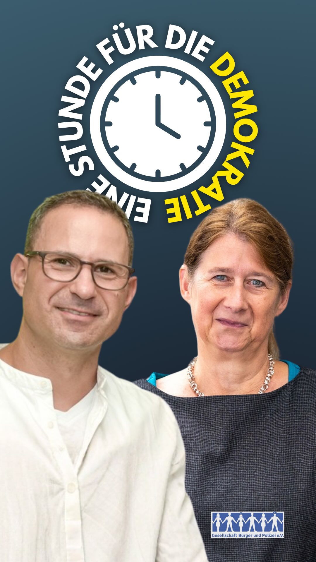 🕔 Eine Stunde für die Demokratie – kurz, kompakt, relevant.
📌 Thema: „Ohne Schutz geht es nicht – Dr. Urban & Steve Landau über Polizei und jüdisches Leben”
🎙️ Mit Dr. Susanne Urban (Ausgewiesene Expertin in politischer Bildung) & Steve Landau (Geschäftsführer der jüdischen Gemeinde Wiesbaden)
📍 Donnerstag, 30.10. | 17–18 Uhr | Polizeipräsidium Westhessen
✍️ Anmeldung unter: www.buerger-polizei.de