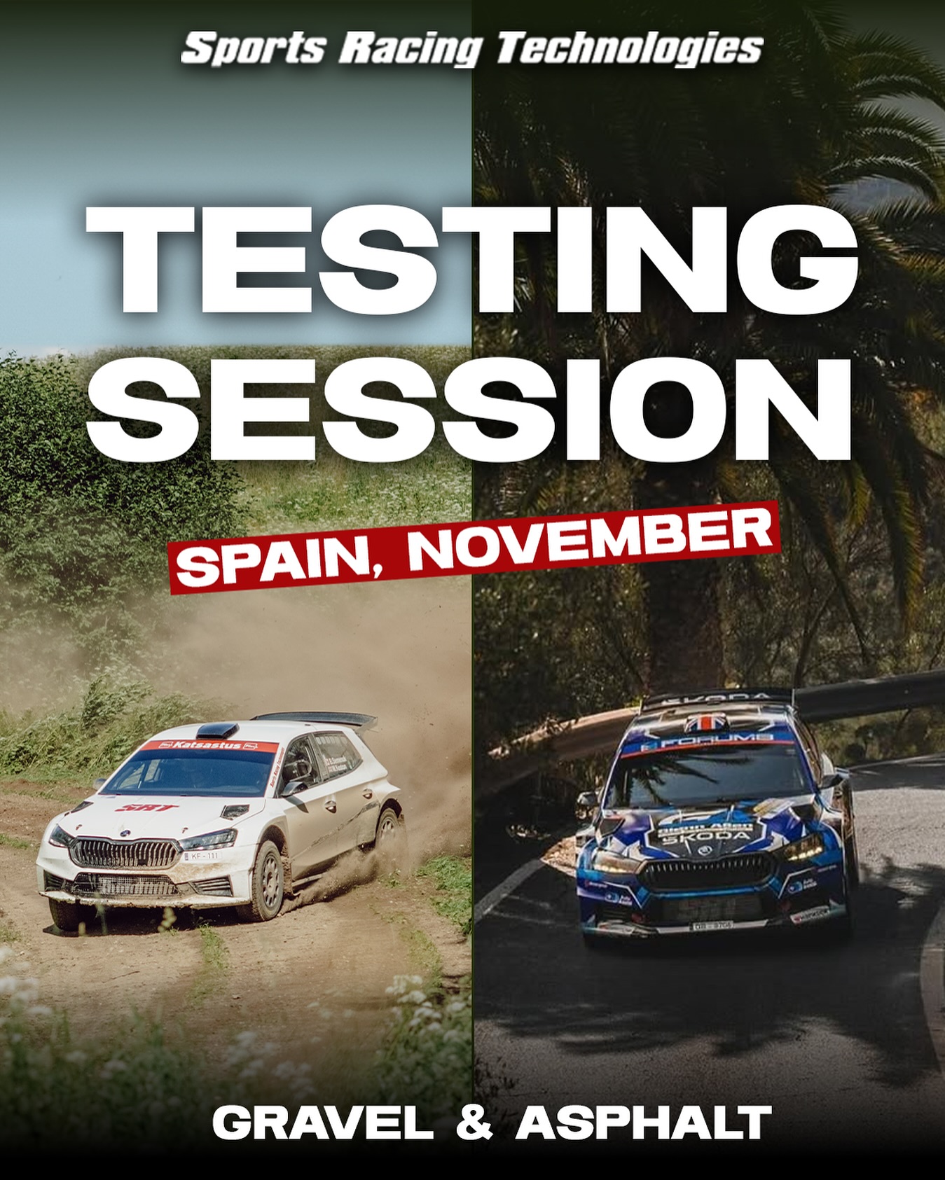 Experience the performance of the Škoda Fabia RS Rally2 this November in Spain!
We are offering rally test sessions on both gravel and asphalt – the ideal opportunity to fine-tune your skills and enjoy pure rally driving.
📍 Spain | 🗓 November | 🌍 Gravel & Asphalt
For more info, contact us via info@srt.lv
#SRT #SportsRacingTechnologies #SuspensionLaboratory #Rally #Skoda #SkodaMotorsport #Spain