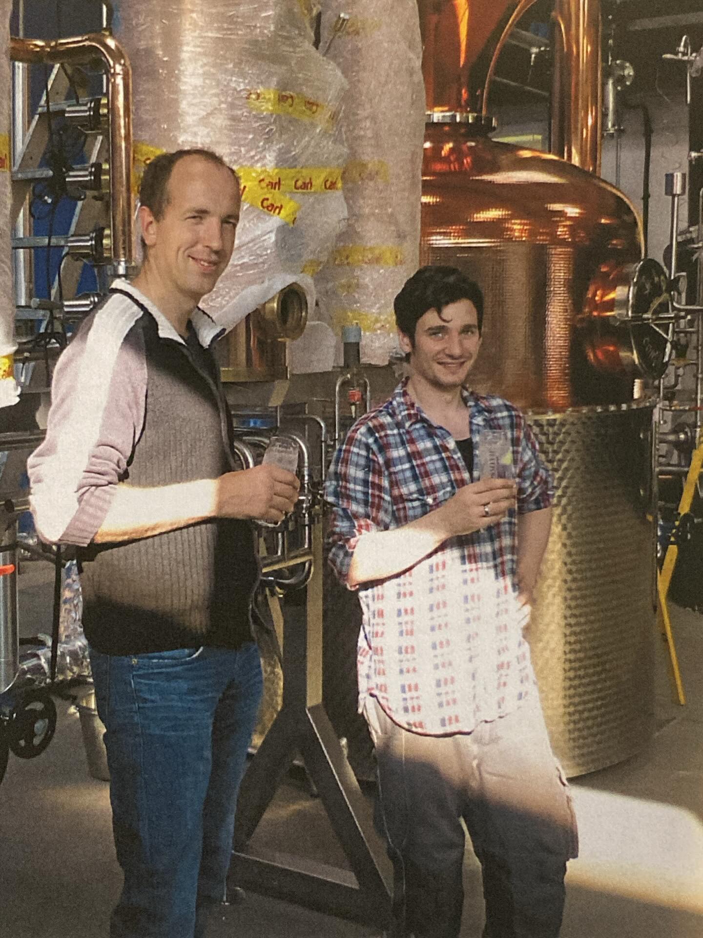 Installation of the two original stills following refurbishment at Sipsmith’s distillery in Chiswick back in 2014. The stills, Prudence and Patience, had previously been configured to be electrically heated but were converted to steam power back at the @carl_distilling factory in Stuttgart.
