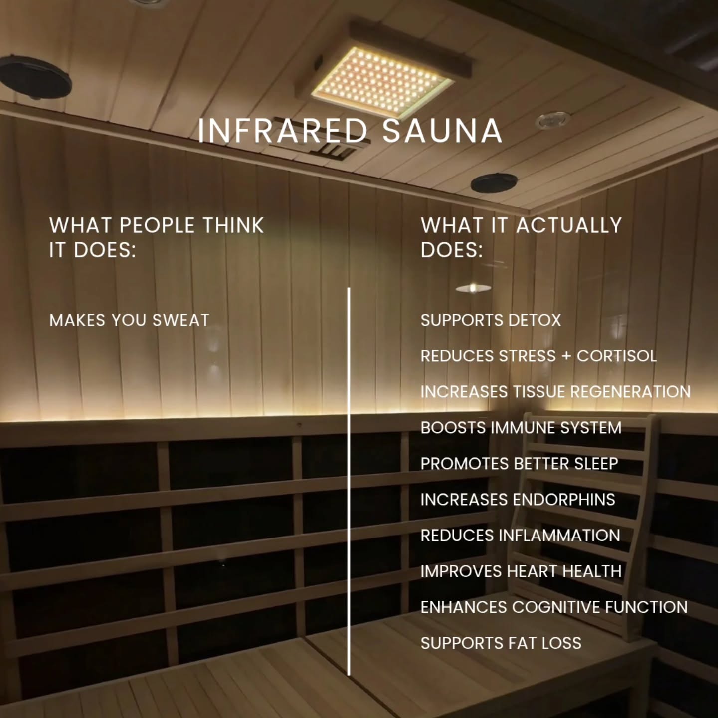 Infrared Sauna — more than just a sweat!
Most people think it’s all about getting hot and sweaty… but the benefits go way deeper than that.
Here’s what an infrared sauna session actually does for your body:
Supports detoxification
Reduces stress & cortisol
Boosts tissue regeneration
Strengthens your immune system
Improves sleep quality
Increases endorphins
Reduces inflammation & supports fat loss
Improves heart health
Enhances cognitive function
It's different to a traditional sauna as it's usually set to a lower temperature, with the infrared wavelengths penetrating at different depths that result in the above ^ benefits
#infraredsauna #saunatherapy #wellness #detox #recovery #spalife #healthandwellness #relaxrefreshrevitalise #hackneysauna #hackneyspa #hackneydowns