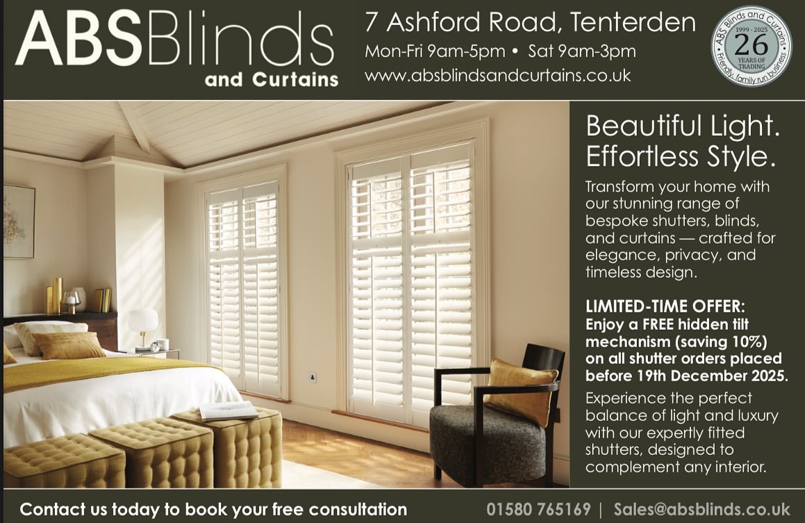 We’re open today from 9am to 3pm! 🎉
Come and pop into our showroom — we’d love to see you!
📍 7 Ashford Road, Tenterden, TN30 6AB
📞 01580 765169
💻 www.absblinds.co.uk
#absblinds #tenterden #kentbusiness #markilux #awnings #blindsandcurtains #eastsussex #ashfordkent #ryeeastsussex #hastingsoldtown #eastsussexblinds #shapedwindow #shapedshutters #eastsussexinteriors #kenthomes #kentbusiness #blindmaker #tenterdenbusiness #shutters #kentwindows #motorisedblinds #romanblind #windowshutters #blinds