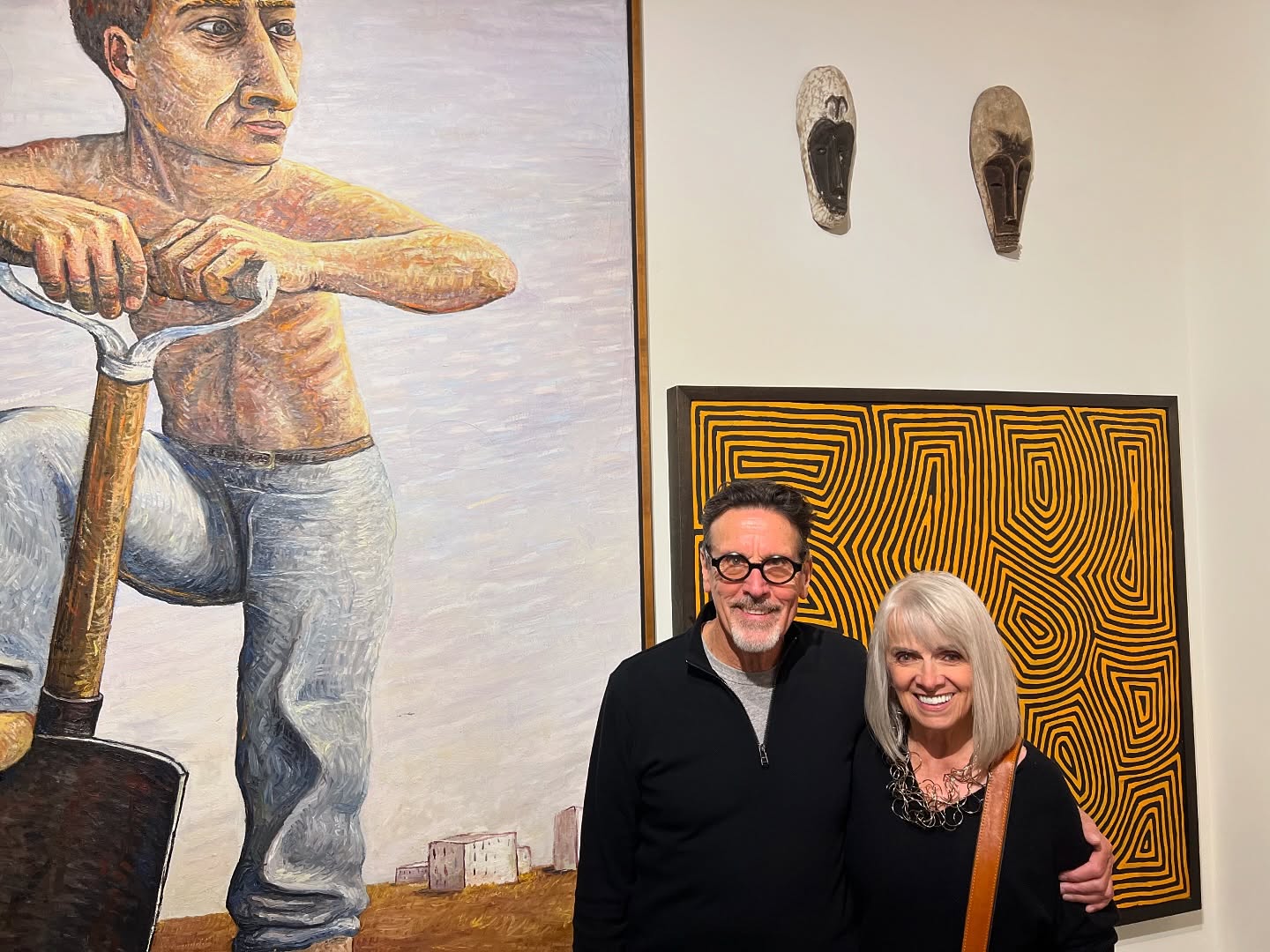 Today we’re celebrating the Marmo Collection from cofounder of Agency Squid, Brent Marmo. This segment of the collection features work by Jon Imber, who suffered from ALS later in life but retrained his left hand to paint. Fang Masks of the Fang people worn to maintain justice in the community. And lastly work by George Tjungurrayi - his paintings map the topography of his ancestors, Tingari journeys of Aboriginal Culture. Collect Call 6 is up through November 9th. Gallery hours: Thurs-Fri 10am-5pm and Sat-Sun 11am-5pm.