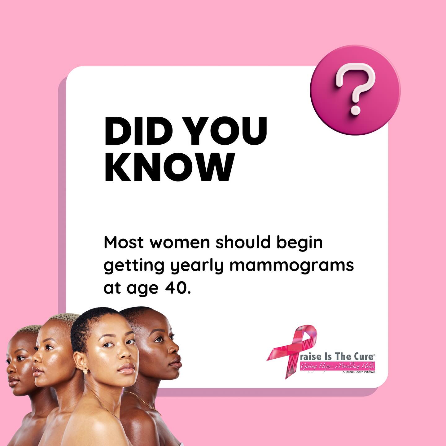 Mammograms are the single most effective tool for detecting breast cancer early sometimes up to 3 years before a lump can be felt.
Early detection means:
1) More treatment options
2) Higher survival rates
3) Better chances for less invasive care
If you’re 40 or older, don’t delay, make your mammogram a priority. And if breast cancer runs in your family, talk with your doctor about starting even earlier.
Source: American Cancer Society
Drop a heart in the comments if you’ve scheduled your mammogram this year, and tag a friend to remind them to do the same.