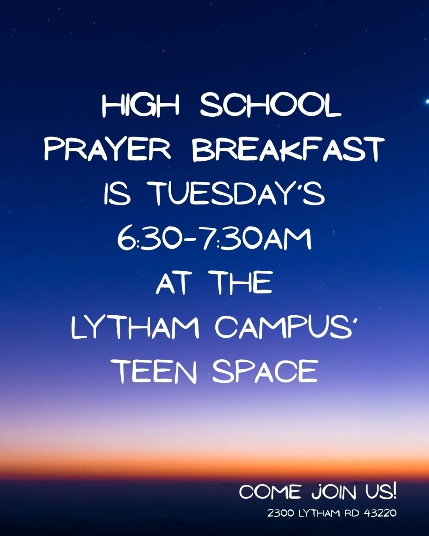 We hope to see you in the morning!
2300 Lytham Rd 43220