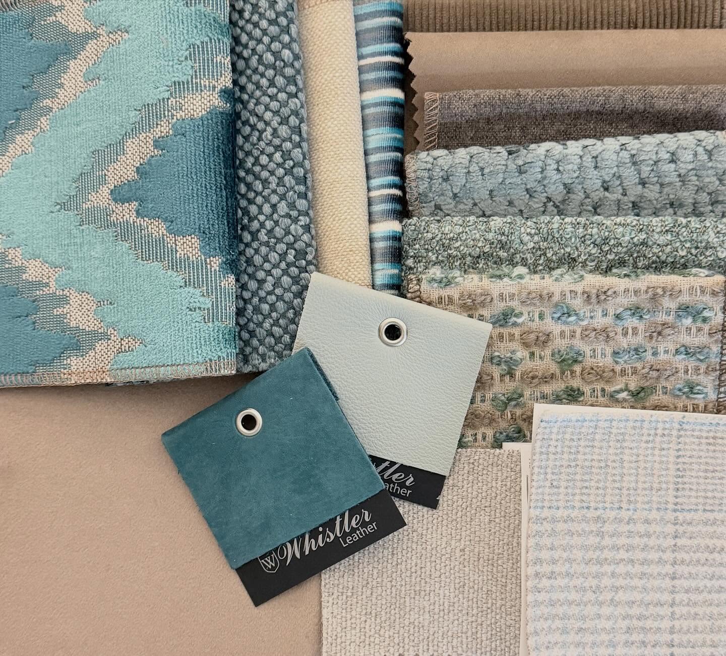 A cool-toned crush 💧
Teals, watery blues, and soft neutrals layered in boucle, velvet, and woven texture—this palette has calm energy with just enough contrast to keep it interesting. Perfect for upholstery, drapery, or accents that feel both fresh and elevated.
Pulled from a mix of my lines—DM if you want the breakdown or to see these in person!
#textilelove #designerfabrics #fabricflatlay #interiordesignersofinstagram #coastalinteriors #colorstory #designpalette #interiorinspo #textileinspo #andreaontheroad