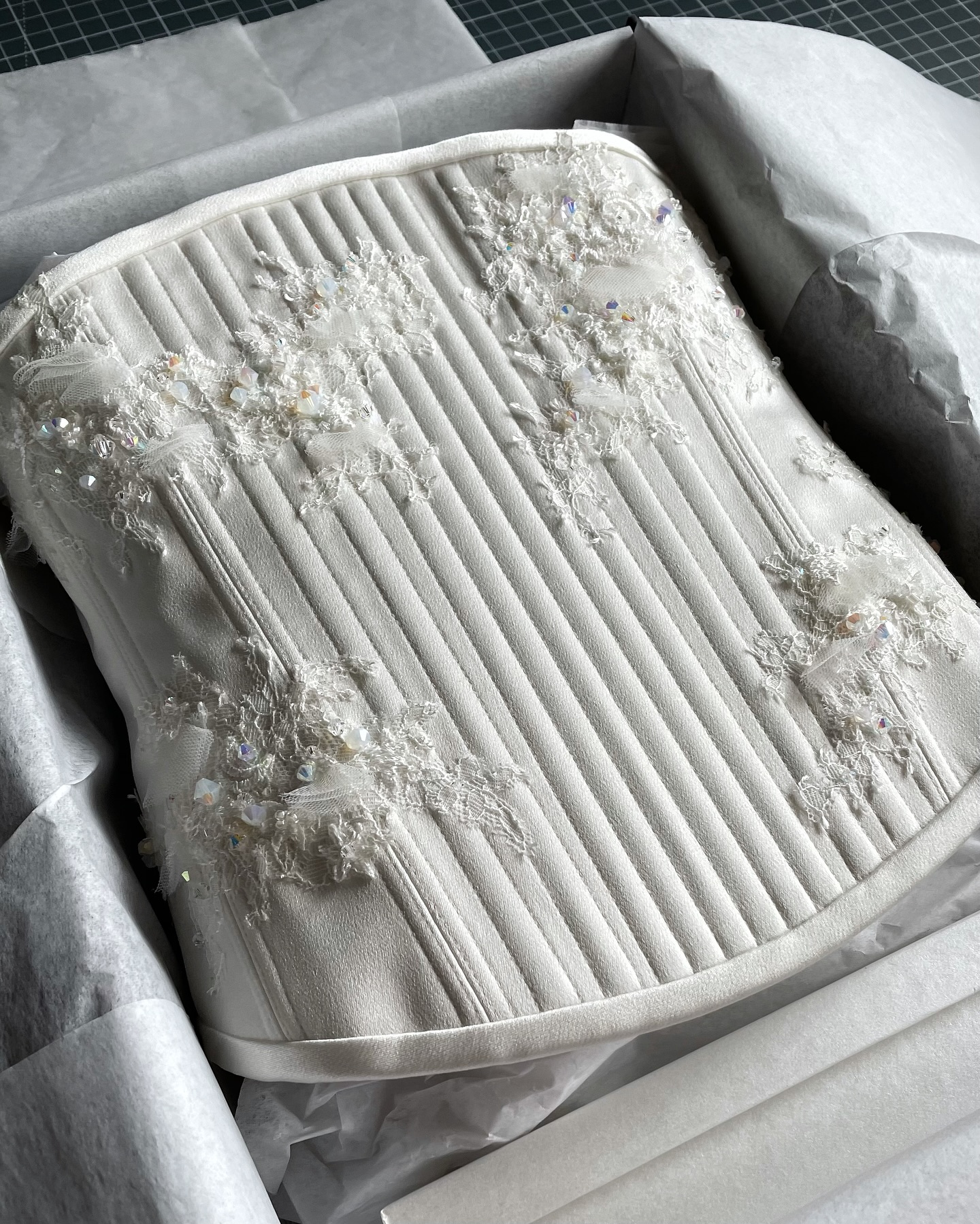 • Cassie •
Every piece is wrapped with the same care with which it was made
I believe that opening your piece should feel like unwrapping a gift. A beautiful moment that reflects the time, thought and heart woven into every stitch.
Each heirloom is gently packed not only to protect it, but to preserve it. Every detail - from the soft folds of tissue paper, to the way it rests inside its box - is chosen with love, so that your garment may be cherished for years to come.
Because these aren’t just pieces to wear; they are stories to keep.
#EmiahCouture #Emiah_Bespoke #Emiah_Bridal #Emiah_Bride