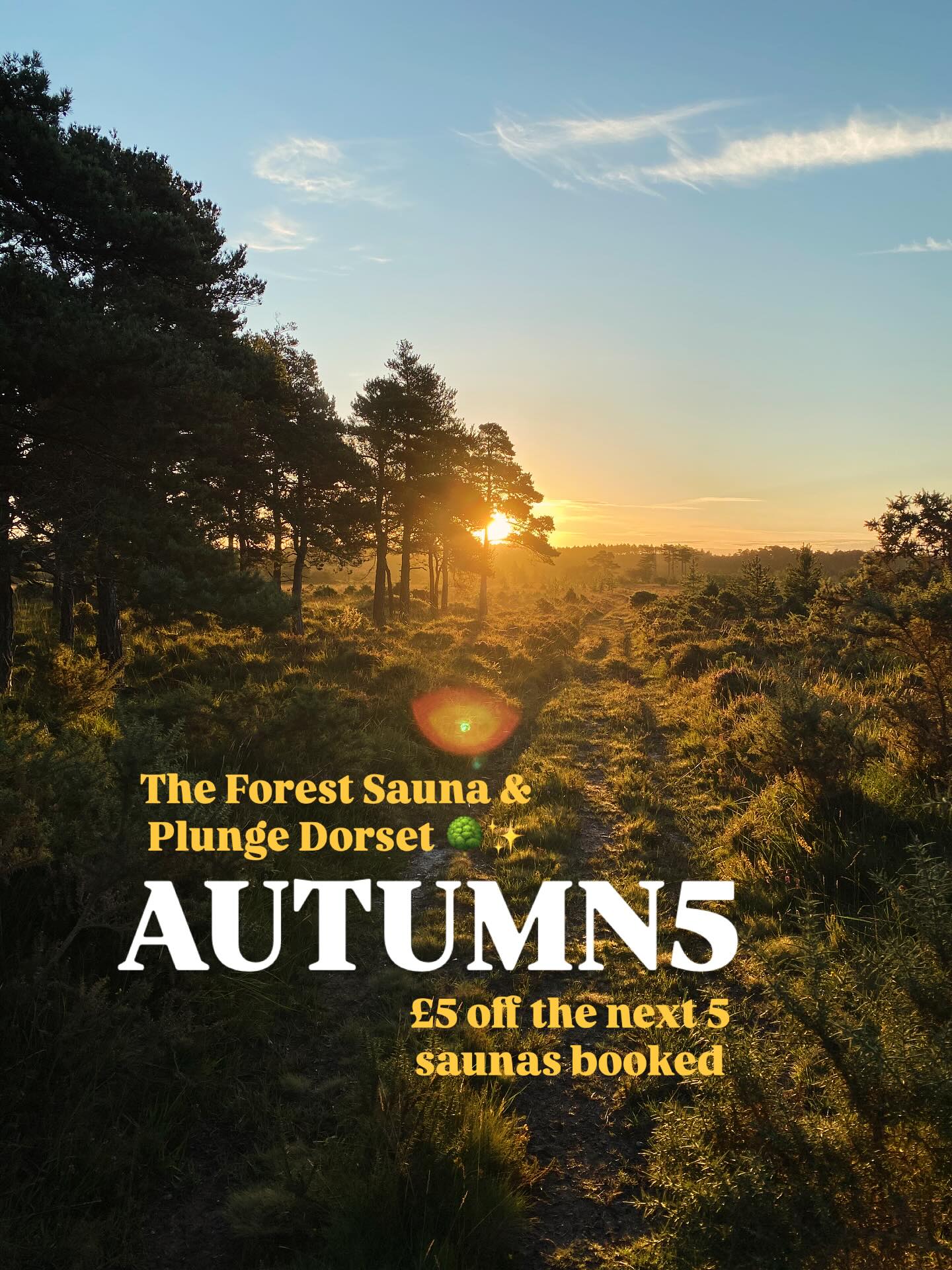 It’s so beautiful in the Forest right now. The Autumn really kisses this place with colour & glow & sprinkles a special kind of magic 🍁✨🔥
At The Foreat Sauna, Plunge & Jungle Shower in the idyllic setting of @happyriverretreat in Wareham Forest, Dorset, we’re offering £5 off the next 5 saunas booked with the code AUTUMN5
Just book via www.theforestsauna.com or the link in stories/bio and input the code at check out ✨
60 minutes of bliss in the hit and cold and perhaps, even more importantly, in nature 🌳✨
We can’t wait to welcome you ✨🌳
#sauna #saunaandplunge #dorsetsauna #dorset #autumn #wareham #forestsauana #nature #connection #health #discountcode #special #coldplunge #zerochemical #slow #goodlife #health #body #mind