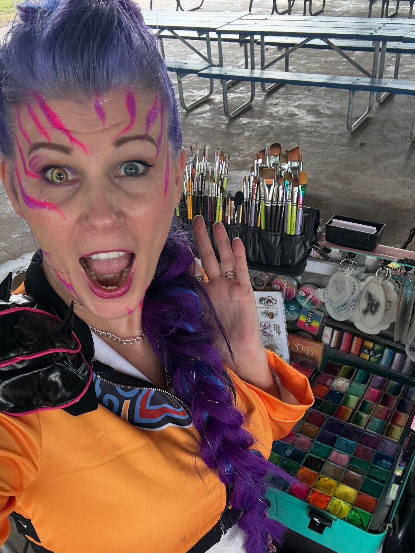 All dressed up as Rumi for the City Of Freeport Fright Night Trunk or Treat!! Blacklight ready to go for lighting up my patterns