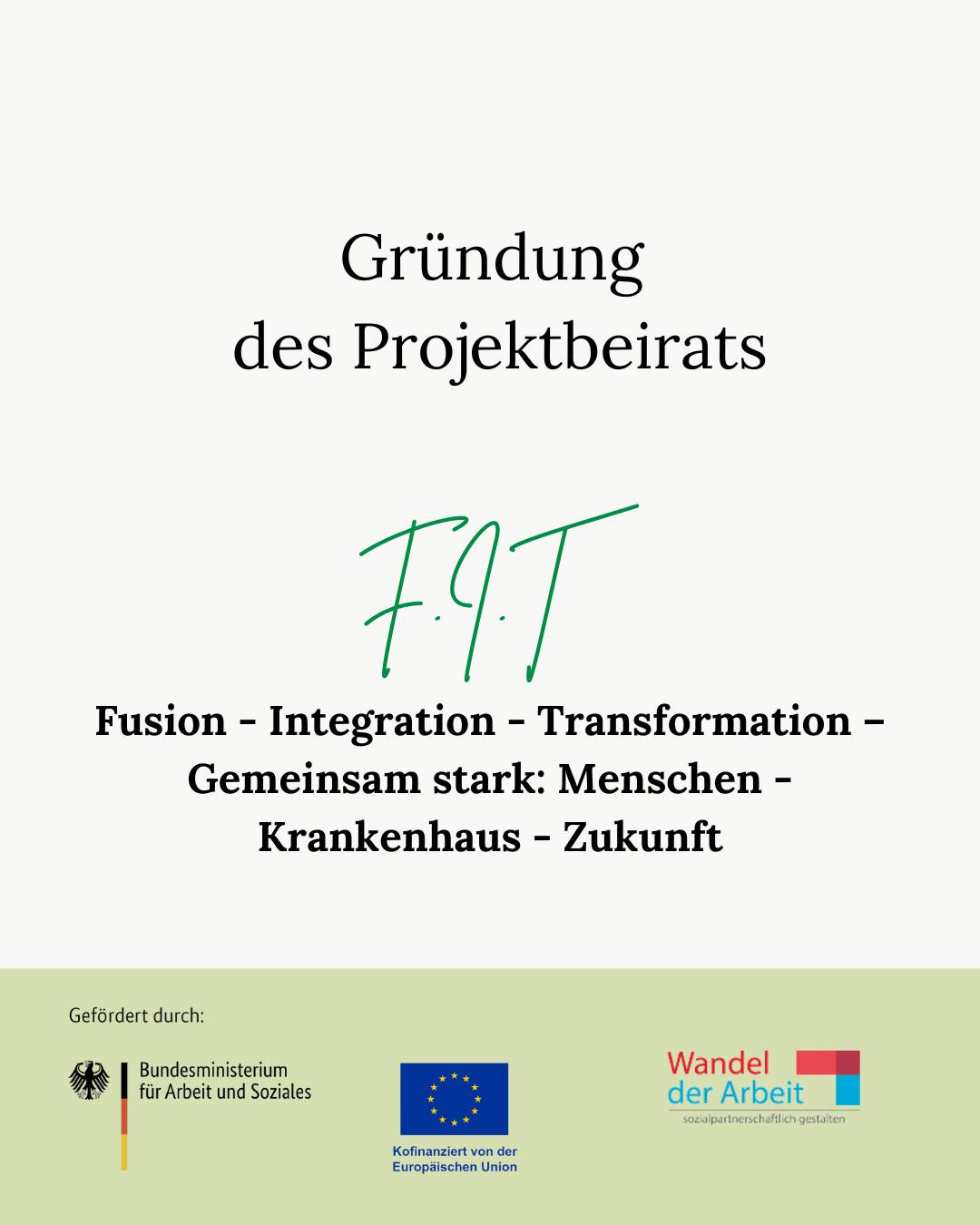 Am 23. Oktober 2025 startete mit der Gründung des Projektbeirats offiziell unser 3-jähriges Projekt „F.I.T. – Fusion - Integration - Transformation – Gemeinsam stark: Menschen - Krankenhaus - Zukunft“ mit dem Stadtkrankenhaus Korbach und dem Kreiskrankenhaus Frankenberg. Gefördert im Rahmen des Programms „Wandel der Arbeit: sozialpartnerschaftlich gestalten“ durch das Bundesministerium für Arbeit und Soziales (BMAS) und die Europäische Union über den Europäischen Sozialfonds Plus (ESF Plus), setzen wir gemeinsam wichtige Impulse für die Arbeitswelt von morgen.
Ziel des Projekts ist es, eine gemeinsame nachhaltige Personal- und Organisationsstruktur im Zuge der anstehenden Fusion zu etablieren. Im Mittelpunkt steht eine Organisation, die flexibel mit Veränderungen der Arbeitswelt umgeht, Wissen teilt und die Zusammenarbeit zwischen verschiedenen Fachbereichen und Professionen stärkt. Themen wie Kommunikation, Ressourcenplanung und Digitalisierung sind ein Teil des Projektes. Mehr dazu berichten wir ab 12/2025 in unserem Blog.
In Korbach kamen unsere Geschäftsführungen und Mitarbeitende, sowie Projektlots:innen und Beiratsmitglieder aus beiden Häusern zusammen, um gemeinsam zentrale Themen wie Projektziele, Aufgaben und Zuständigkeiten zu besprechen. Ein gelungener Auftakt mit motivierten Akteuren, einem klaren Ziel: die Fusion der beiden Krankenhäuser mit den Menschen zu gestalten, zu begleiten und gemeinsam die Zukunft der beiden Standorte aktiv und partnerschaftlich zu gestalten. Wir freuen uns auf alles, was in diesem spannenden Projekt auf uns zukommt!
Das Projekt wird im Rahmen des Programms „Wandel der Arbeit sozialpartnerschaftlich gestalten: weiter bilden und Gleichstellung fördern“ durch das Bundesministerium für Arbeit und Soziales sowie die Europäische Union über den Europäischen Sozialfonds Plus (ESF Plus) gefördert.
#berlin #pflege #krankenhaus #pflegeberufe #weiterbildung #businessacademymarburg
#europaeischer_sozialfonds #europaeischersozialfonds #esf #europaeischersozialfondsplus #esfplus
#europeansocialfund #europeanunion #eukommission #eusocial #arbeit #soziales #bmas #EUfunds #eusocial
