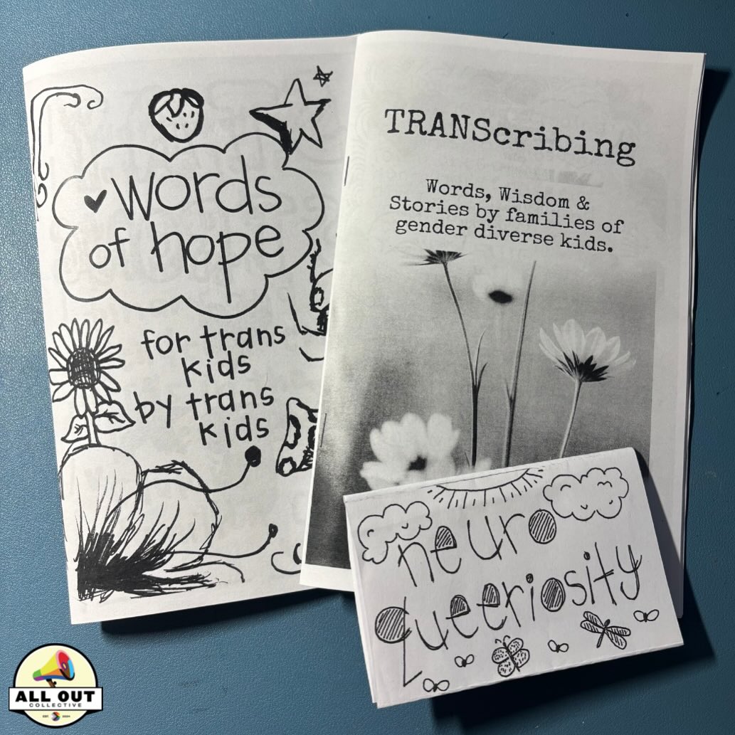 COMMUNITY IS EVERYTHING...
The children, youth & families in our TRUE COLOURS CLUB & True Colours Caregivers are truly the most amazing, kind, and thoughtful humans you will ever meet. We have built a strong community, chosen families, and fierce advocates!
Together we wanted to put our experiences, stories, wisdom, art and creativity out into the world to let gender diverse kids know they are not alone & families find inspiration and hope.
These zines are beautiful, powerful and full of heart. Pick yours up for $5 at any of our upcoming events or message to purchase. We are so proud of these projects.
#communityiseverything #2slgbtq #chosenfamily #protecttranskids