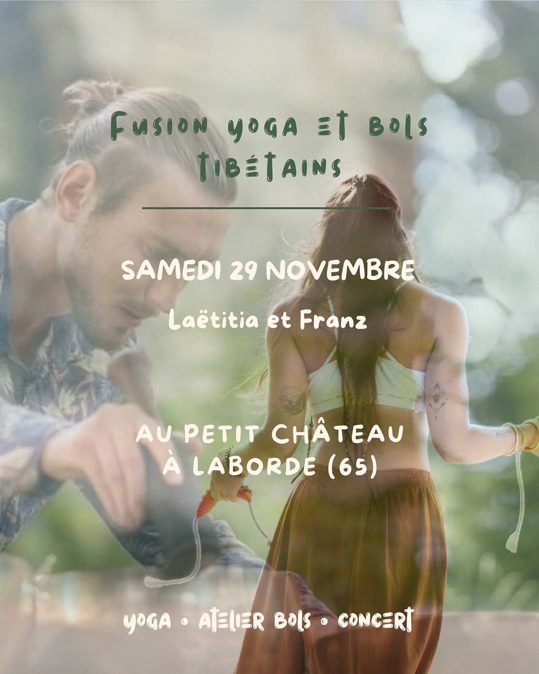 Je suis super heureuse de vous annoncer ce Nouvel atelier automnal en collaboration avec @onadubol ! 🧘♂️🥁
Retrouvons-nous le 29 novembre pour une après-midi yoga et vibrations au @le.petit.chateau.laborde (65) !
Au programme yoga avec @wildsoul.yoga , initiation aux bols tibétains et concert avec Franz !
Possibilité de réserver l’après-midi complète ou par atelier !
Places limitées
Infos et résa 0666349354
www.wildsoulyoga.fr
✨🤎