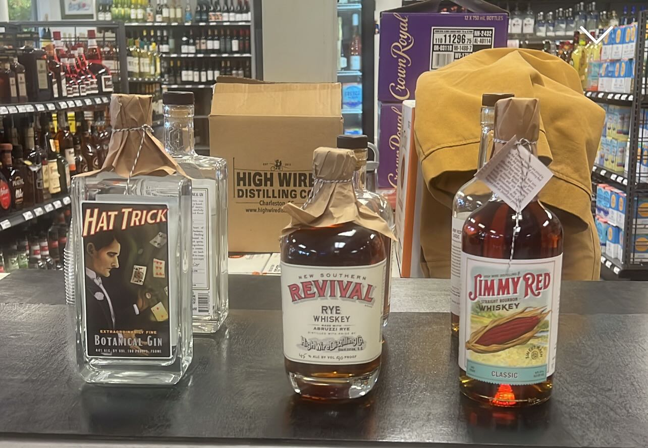 Come taste some of our favorite Gin, Bourbon and Rye from High Wire Distilling Co out of Charleston. #jimmyredbourbon #hatrickgin #revivalrye #gin #bourbon #rye @highwirechs #onlyonaugusta #keepcalmandkeepdrinking