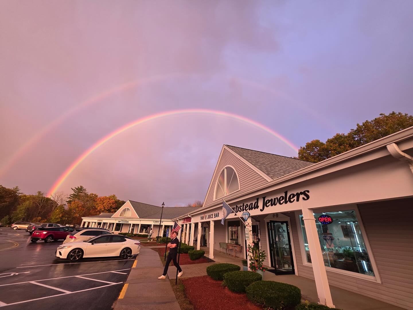 🌈 Who else saw the AWESOME beautiful double rainbow over Rockingham County last Friday?! Colby Plaza had front row seats!
.
@hampsteadjewelers @treasureshampstead @thrivejuicebarcafe @root_rot @getonboard_llc
.
.
.
#rainbow, #doublerainbow, #awe, #hope, #wonder, #promise, #nature, #light, #iris, #beauty, #somewhereovertherainbow, #gold, #potofgold, #aftertherain, #october, #livefreeandshine, #hampsteadnh, #plaistownh, #salemnh, #atkinsonnh, #danvillenh, #exeternh, #kingstonnh, #exeternh, #sandownnh, #newhampshire, #nh, #603