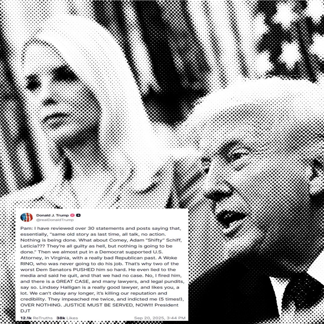 The Department of Justice was never meant to serve one man. But today, the Attorney General is indicting the Presidentās political enemies on command. Oversight has collapsed, the rule of law is being replaced by loyalty, and no one seems afraid of breaking the law ā maybe because theyāve already been promised pardons.
This is how a constitutional crisis looks when it isnāt on TV screens, but in court filings and press conferences.
Stay informed. Stay vocal. Stay engaged. The future of accountability depends on it.
Read more at www.thedi1776.com
#DemocracyInCrisis #RuleOfLaw #accountability #the1776 #Constitution #CivicAction #PublicTrust