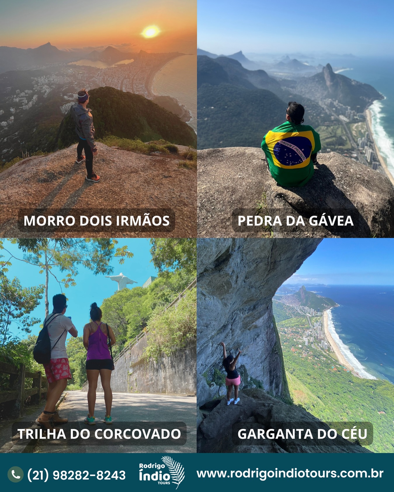 🌄 Viva o Rio de Janeiro de um jeito diferente!
Descubra as trilhas mais incríveis da cidade com a Rodrigo Indio Tours 🏞️
🚶♂️ Trilha do Morro Dois Irmãos — um amanhecer inesquecível sobre o Vidigal.
⛰️ Pedra da Gávea — desafie-se e conquiste o cume mais imponente do Rio.
🌳 Trilha do Corcovado — chegue ao Cristo Redentor por dentro da floresta.
☁️ Garganta do Céu — um mirante secreto com vista de tirar o fôlego.
✨ Aventure-se com segurança, cultura e aquele toque especial de quem é guia local e apaixonado pelo Rio.
📍Reserve agora em rodrigoindiotours.com.br e viva uma experiência que não é terapia, mas é terapêutica! 🌿
#trilhas #trilheirosdobrasil #trilheirasdobrasil #riodejaneiro #trilhasdorio #trilhando #rj #trilhasrj #trilhas_rjj