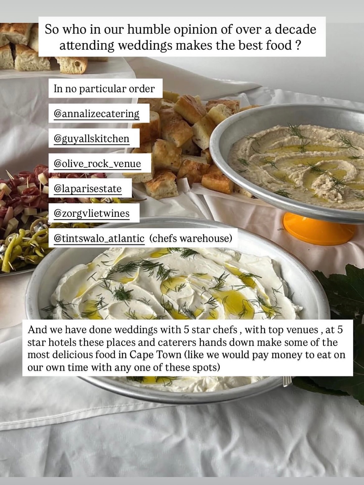 WOW
This is such a massive compliment from one of our favourite photographers 🥹
Thank you @thunderandlove for saying this. We are very much a do what you love, and love what you do venue. Heart and soul, simple and natural.
#oliverock
#bestweddingfood
#bestweddingphotographer
#weaterncapeweddings
@thunderandlove
@olive_rock_venue
@saweddings
@pinkbooksa_
@tulbagh