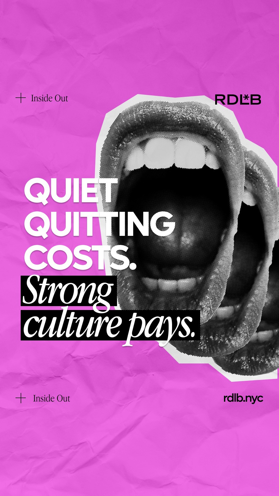 Culture isn’t just a concept — it’s the heartbeat of your company.
At RDLB, we help brands bring their internal communication and company values out of the boardroom and into the everyday. Instead of repeating catchy slogans, we identify the people who live your culture, surface the stories worth telling, and weave your values into real-life touchpoints that resonate and build trust. 
Get in touch with us at RDLB to make your culture real.
Explore more at rdlb.nyc/culture
#CompanyCulture #InternalComms #EmployeeEngagement #BrandValues #RDLB